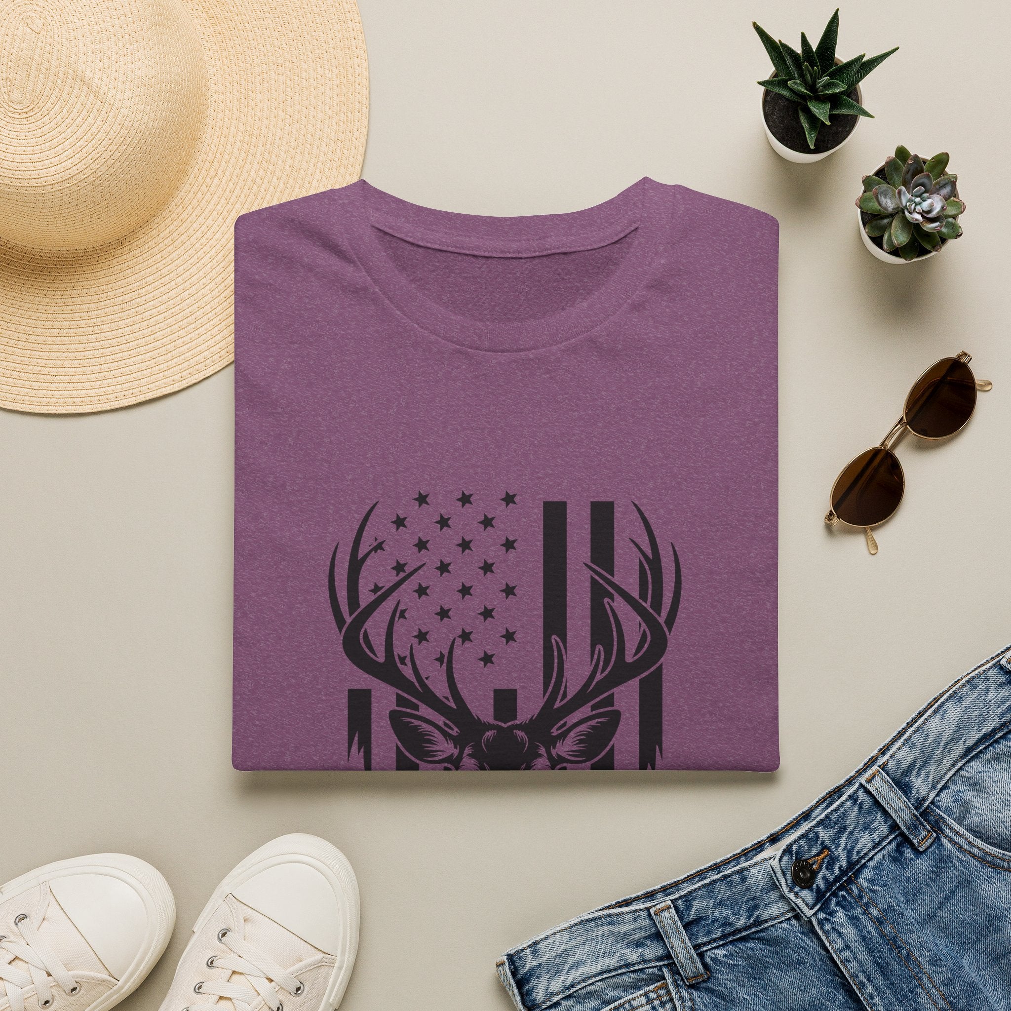 Rustic American Flag Buck T-Shirt — Patriotic Hunting Gift for Men Wildlife Tee