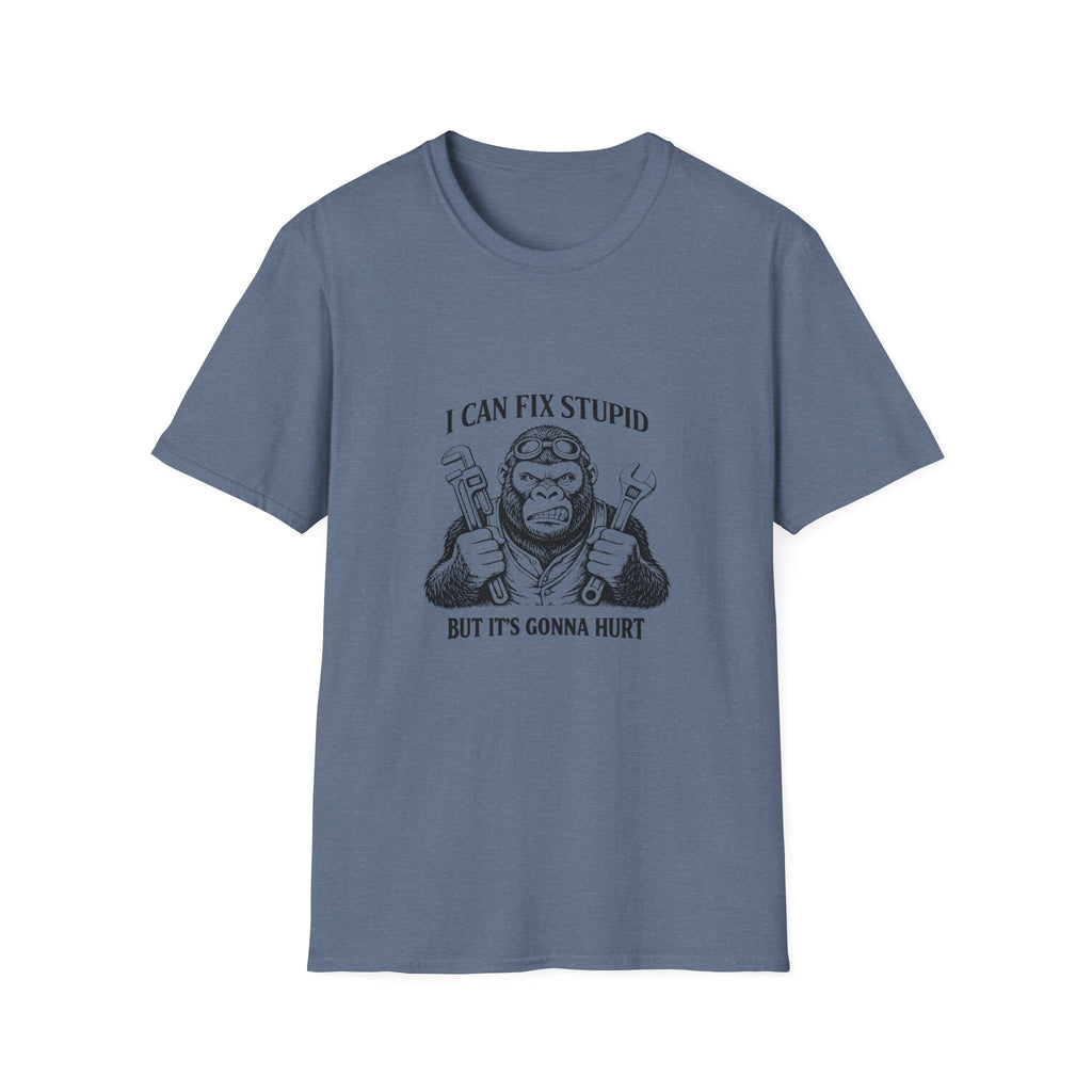 I Can Fix Stupid T-Shirt — Funny Mechanic Gift for Him Monkey Graphic Tee