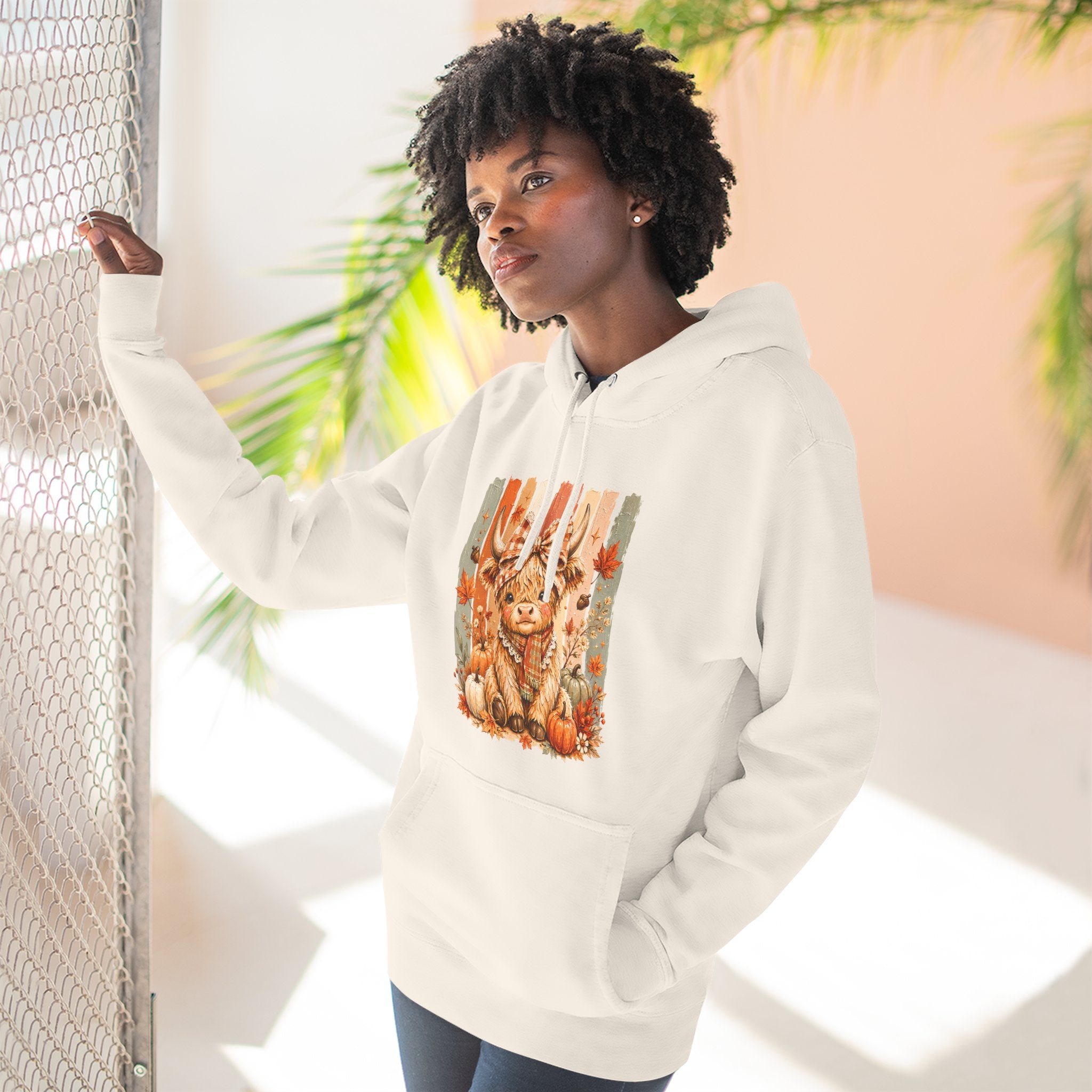 Autumn Pumpkin Cow Hoodie — Cute Fall Gift for Women Cozy Graphic Pullover
