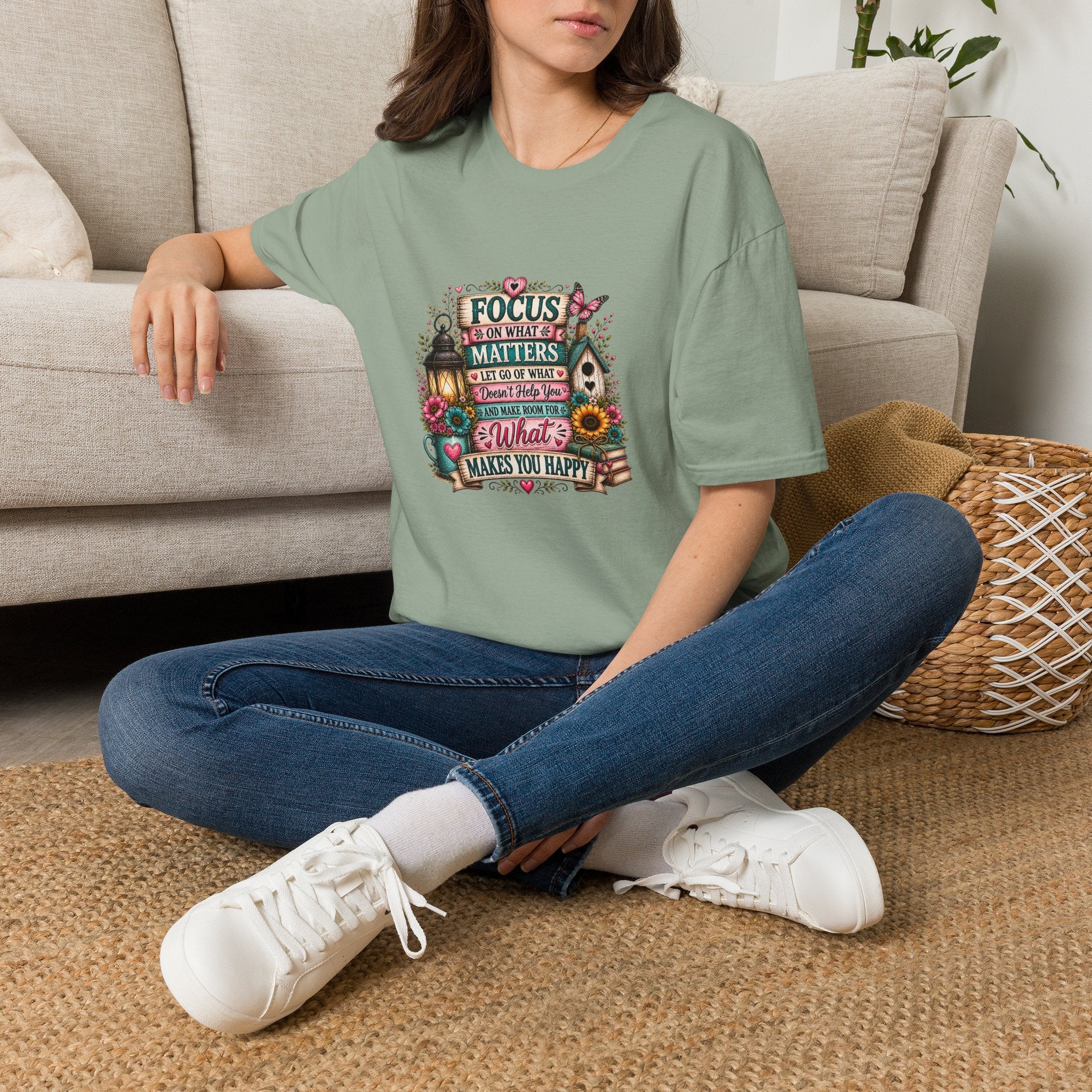 Focus on What Matters Floral T-Shirt — Inspirational Motivational Gift for Women Tee