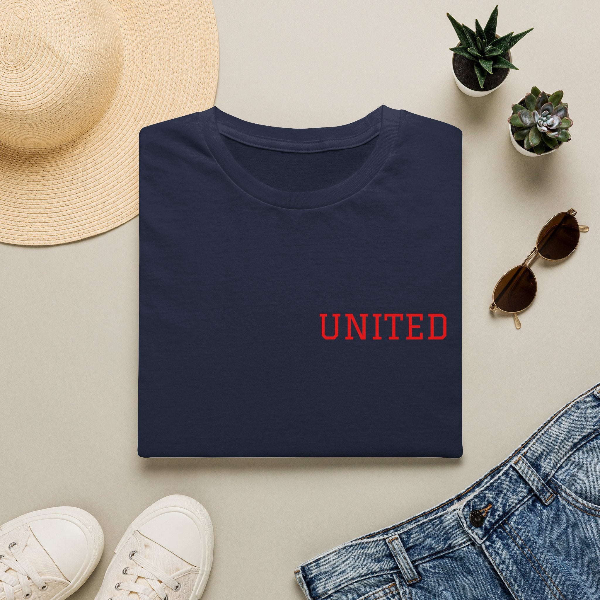 United American Flag T-Shirt — Patriotic Gift for Him Red Chest Graphic Tee