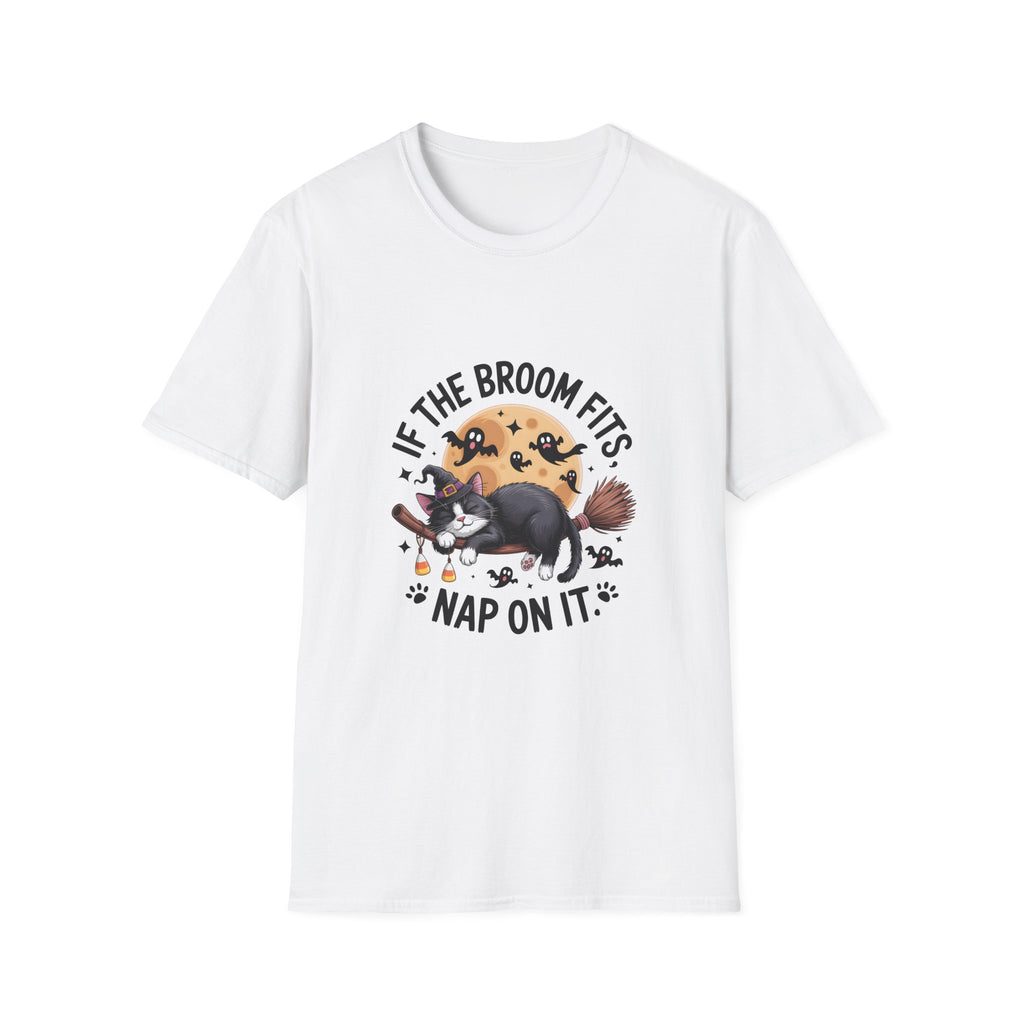 If the Broom Fits Nap on It Cat T-Shirt — Funny Halloween Gift for Women Witchy Tee