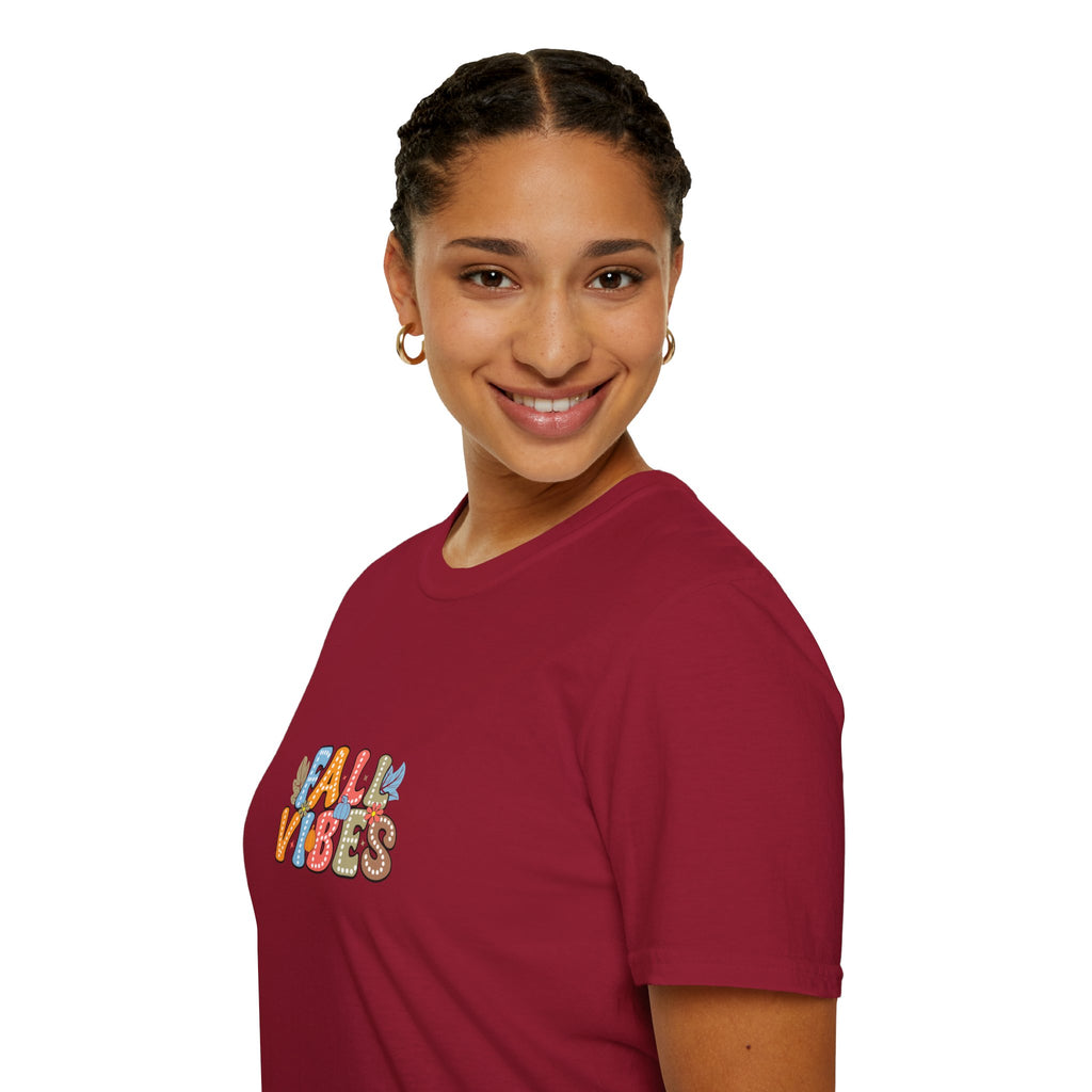 Fall Vibes Colorful Autumn T-Shirt — Cute Fall Gift for Women Graphic Tee