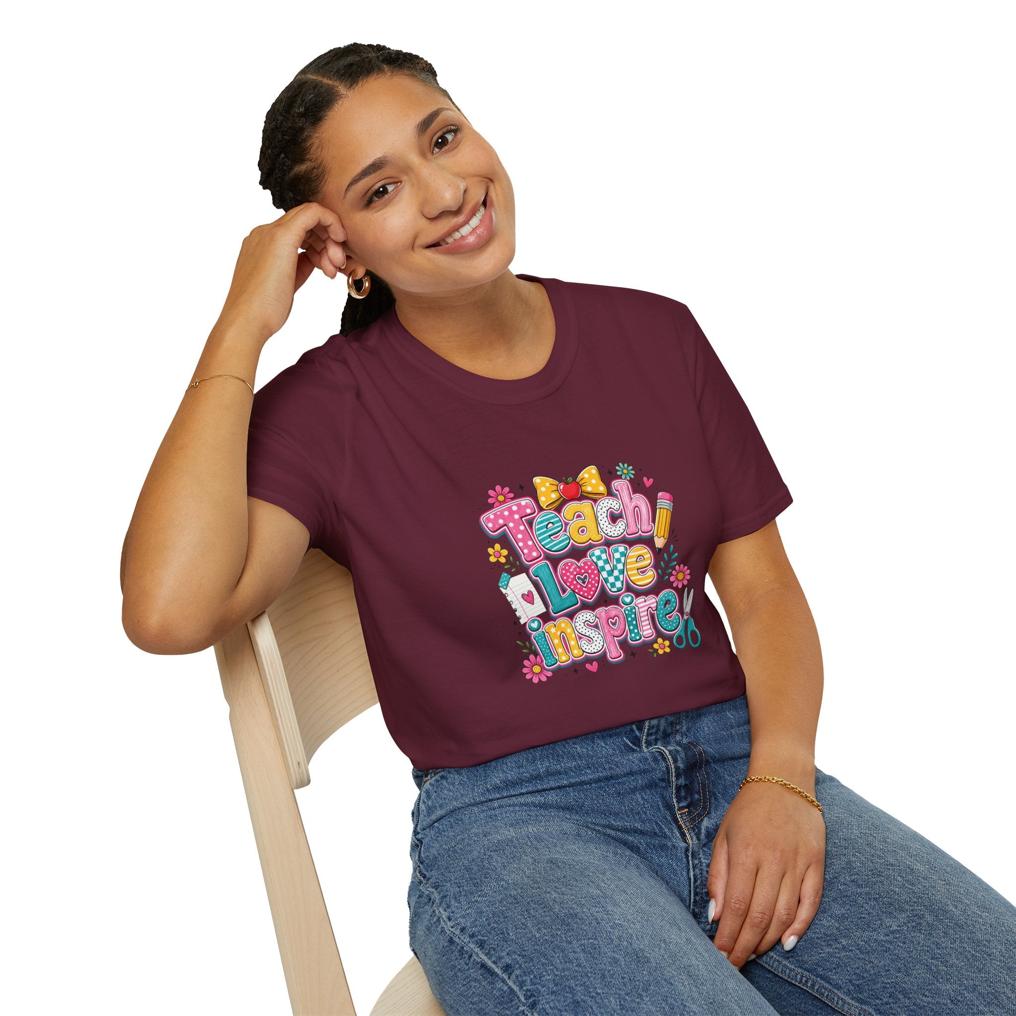 Teach Love Inspire T-Shirt — Cute Colorful Teacher Gift School Appreciation Tee
