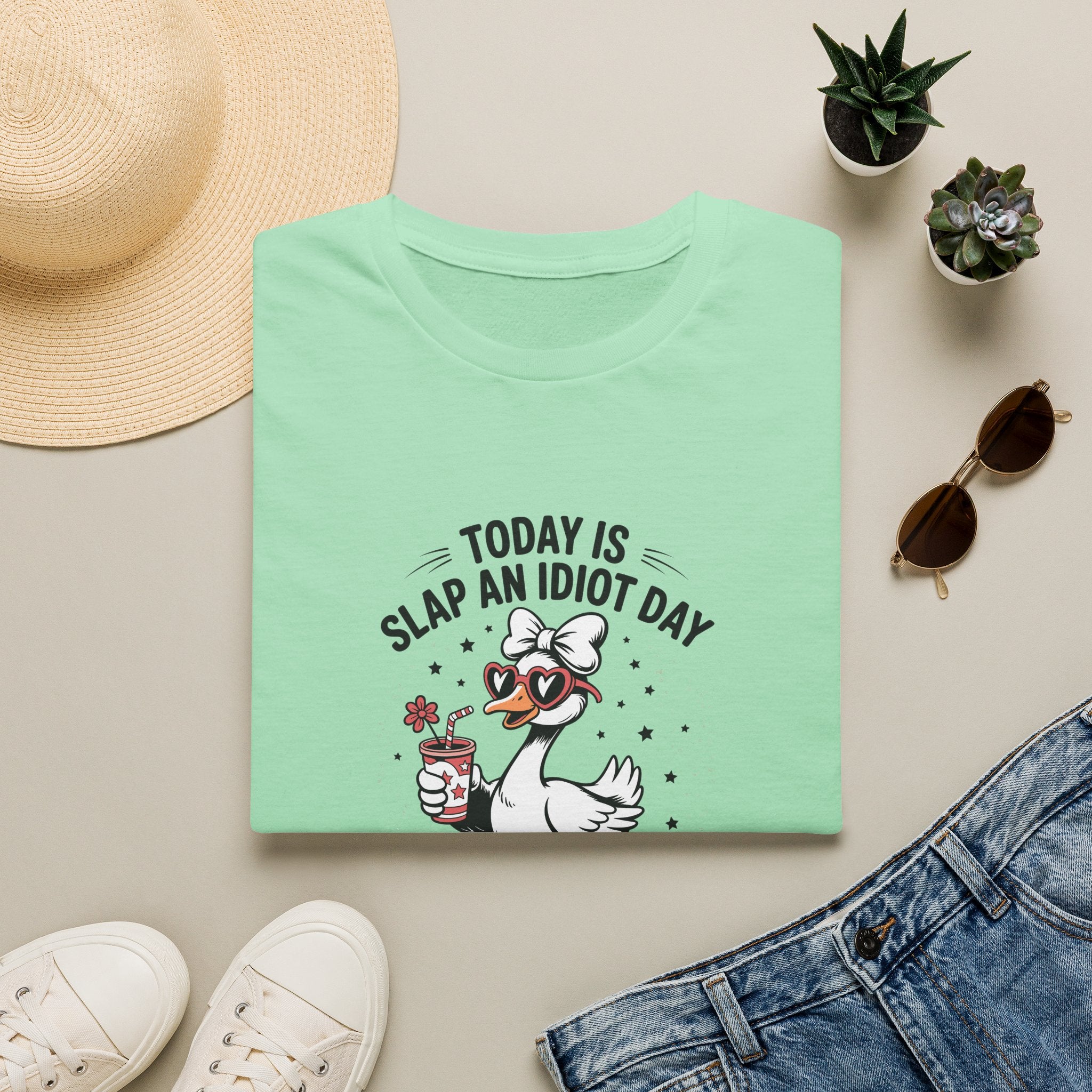Today Is Slap An Idiot Day Duck T-Shirt — Funny Sarcastic Gift for Her Graphic Tee
