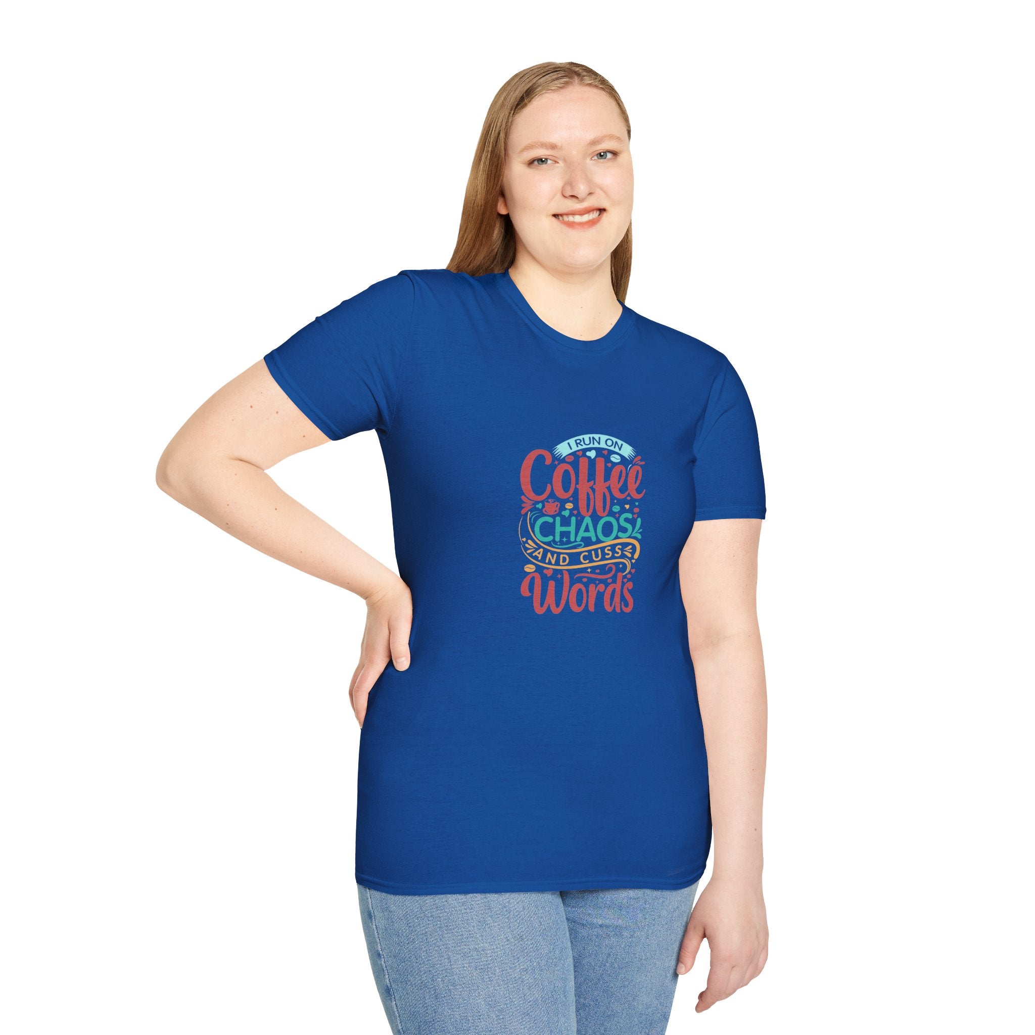 I Run on Coffee Chaos and Cuss Words T-Shirt — Funny Gift for Her Sarcastic Mom Tee
