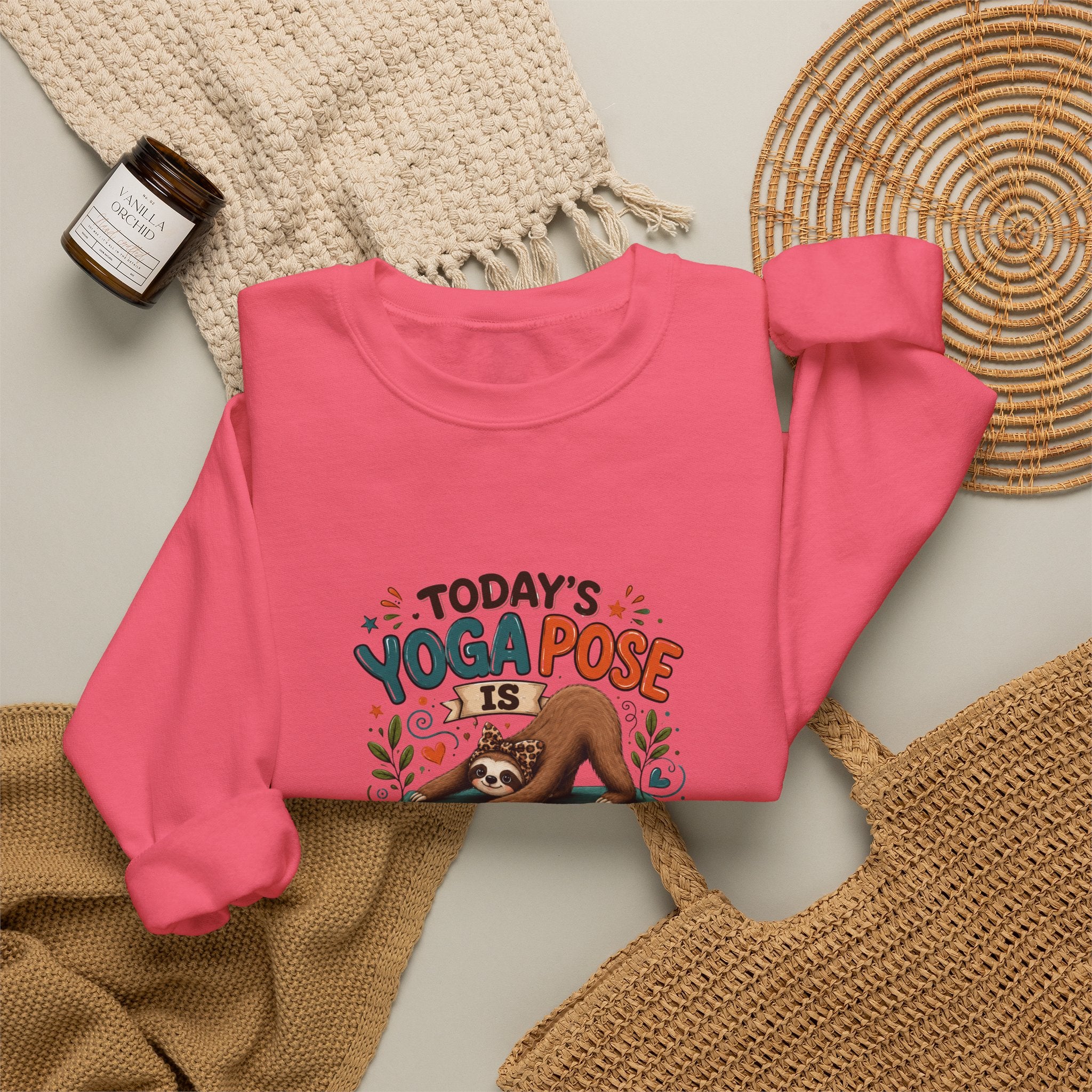 Downward Spiral Sloth Sweatshirt — Funny Lazy Gift for Her Yoga Pose Crewneck