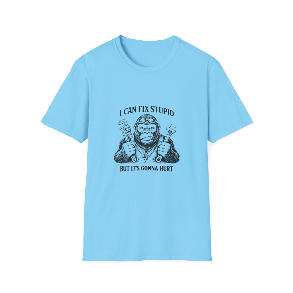 I Can Fix Stupid T-Shirt — Funny Mechanic Gift for Him Monkey Graphic Tee