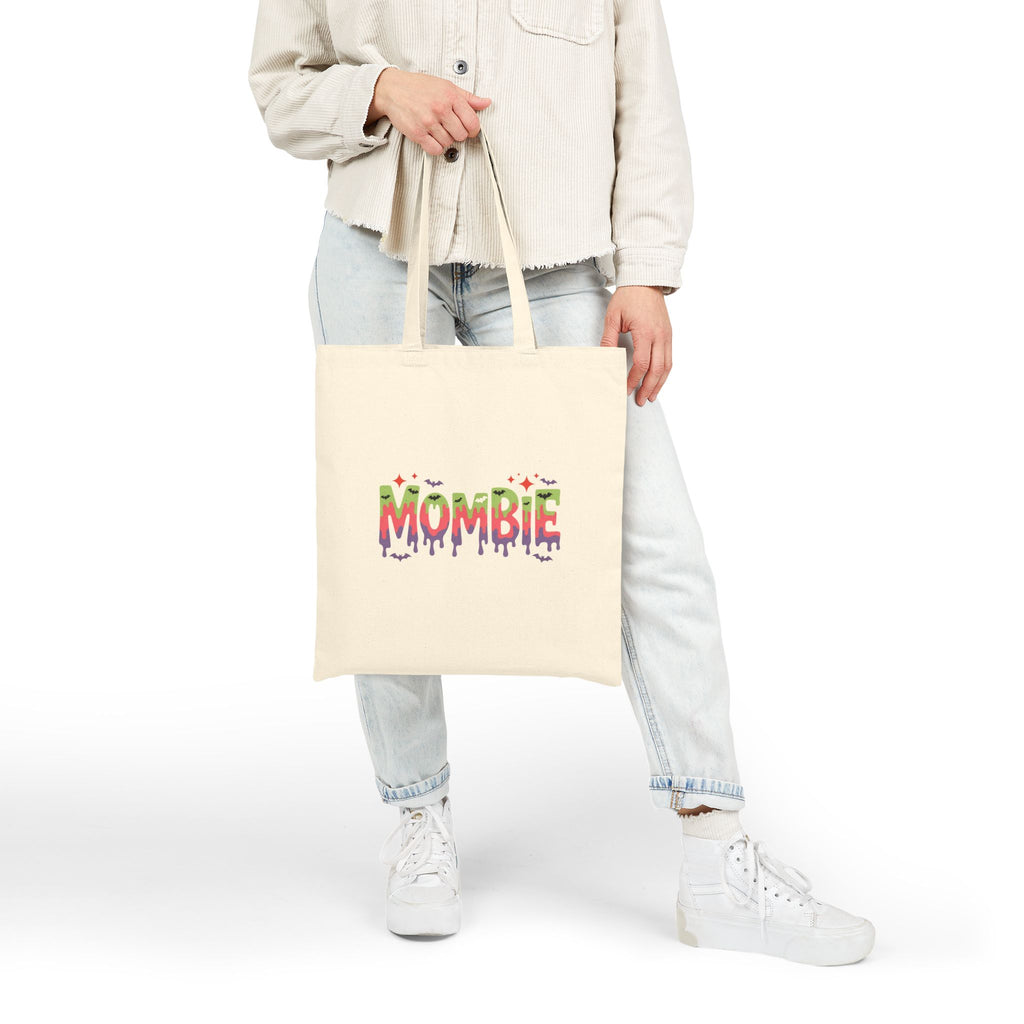 Mombie Canvas Tote Bag — Funny Zombie Mom Halloween Gift for Her Grocery Shopper