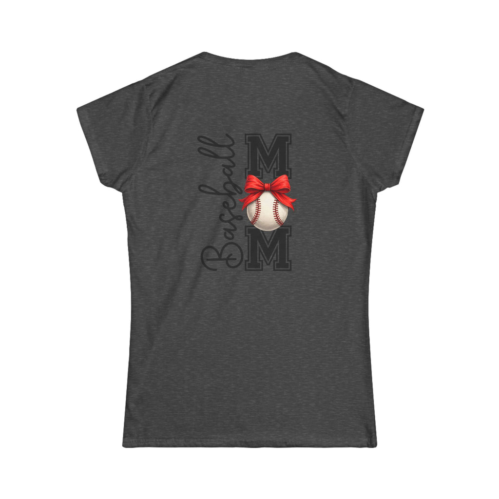 Baseball Mom Script T-Shirt — Cute Bow Gift for Sports Moms Game Day Tee