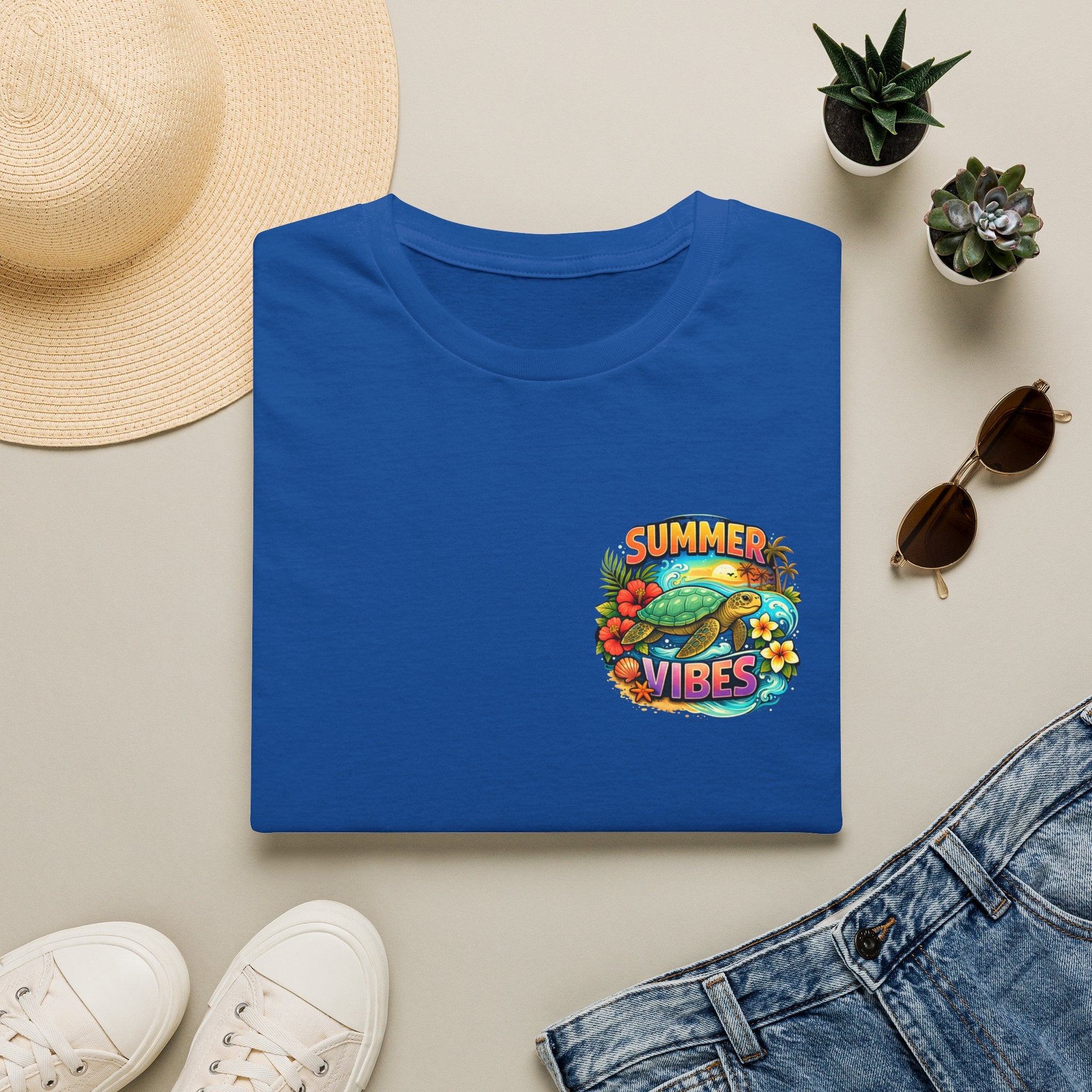 Summer Vibes Sea Turtle T-Shirt — Cute Beach Gift for Women Surf Floral Graphic Tee