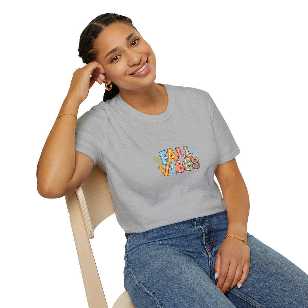 Fall Vibes Colorful Autumn T-Shirt — Cute Fall Gift for Women Graphic Tee