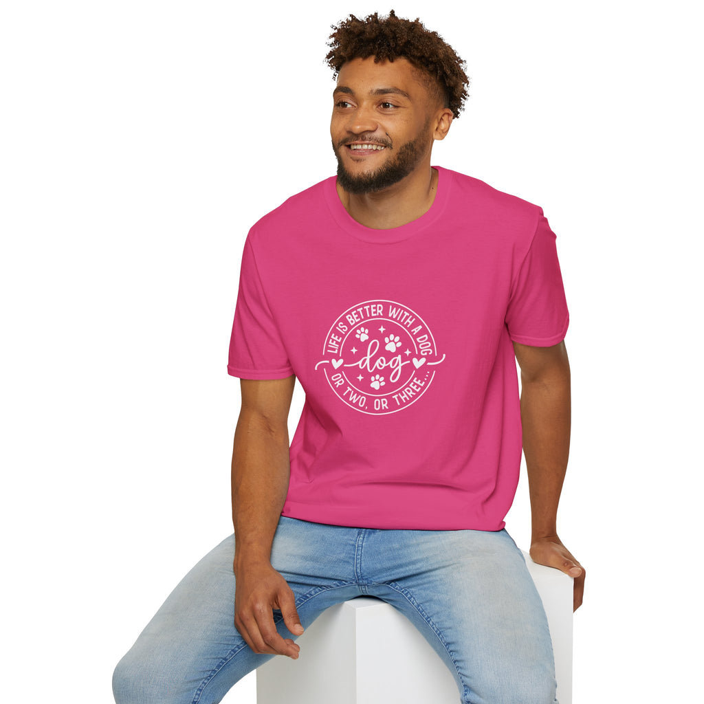 Life Is Better With a Dog T-Shirt — Funny Dog Lover Gift for Women Paw Print Tee