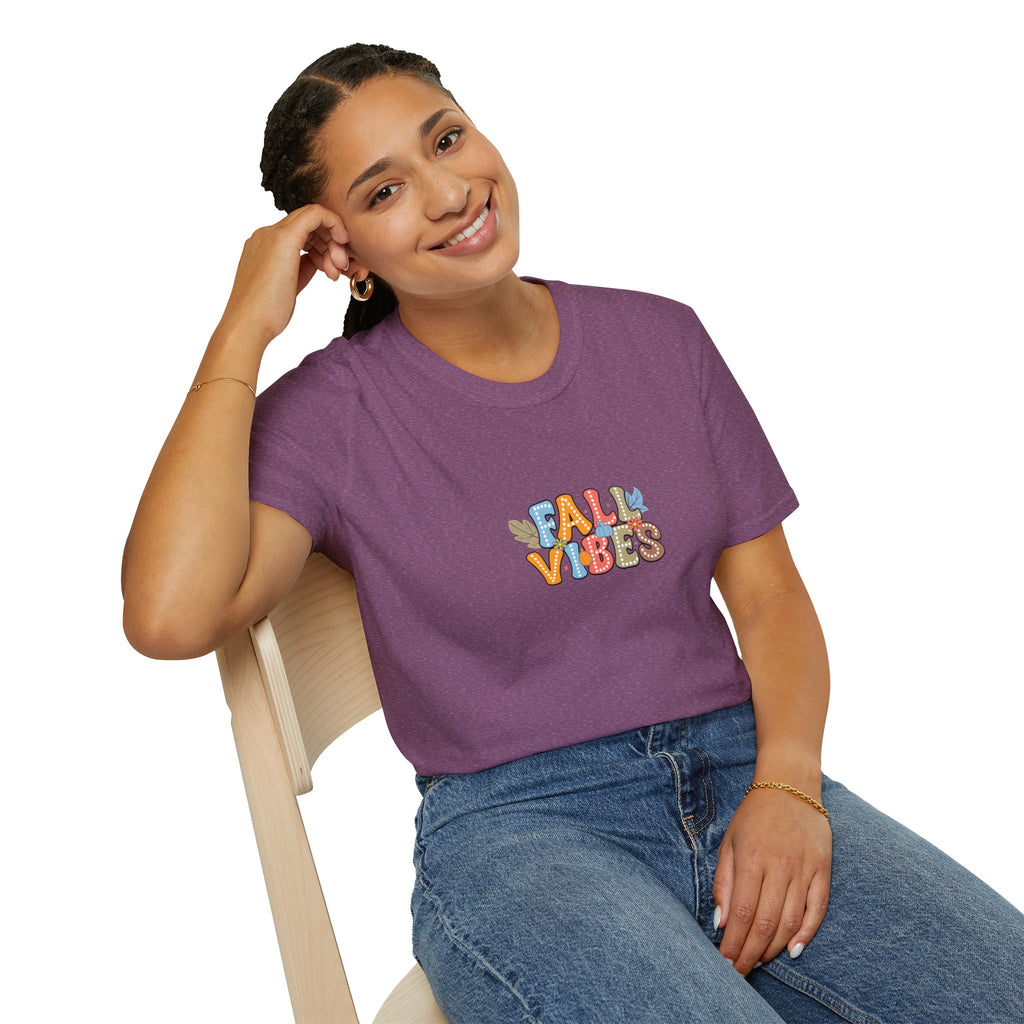 Fall Vibes Colorful Autumn T-Shirt — Cute Fall Gift for Women Graphic Tee