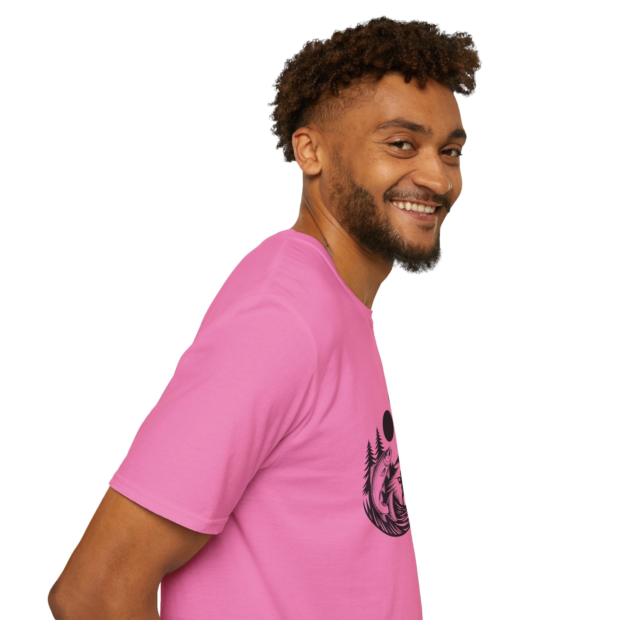 Deer & Fish Forest Silhouette T-Shirt — Rustic Outdoor Gift for Hunters Graphic Tee