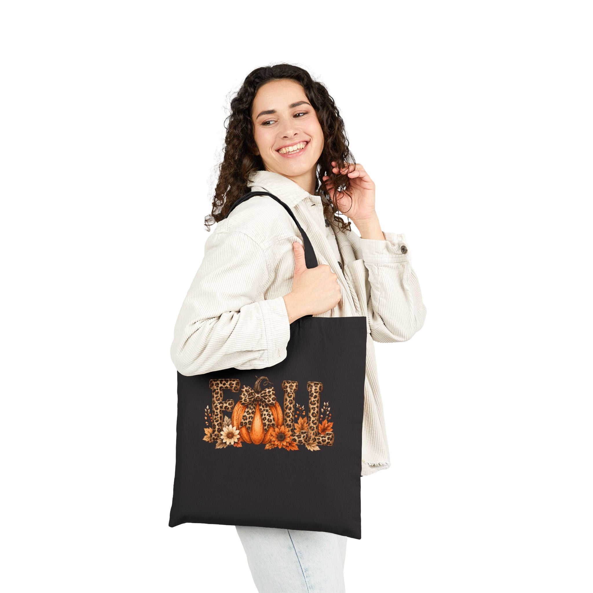 Fall Leopard Pumpkin Canvas Tote Bag — Cute Autumn Gift for Women Market Shopper