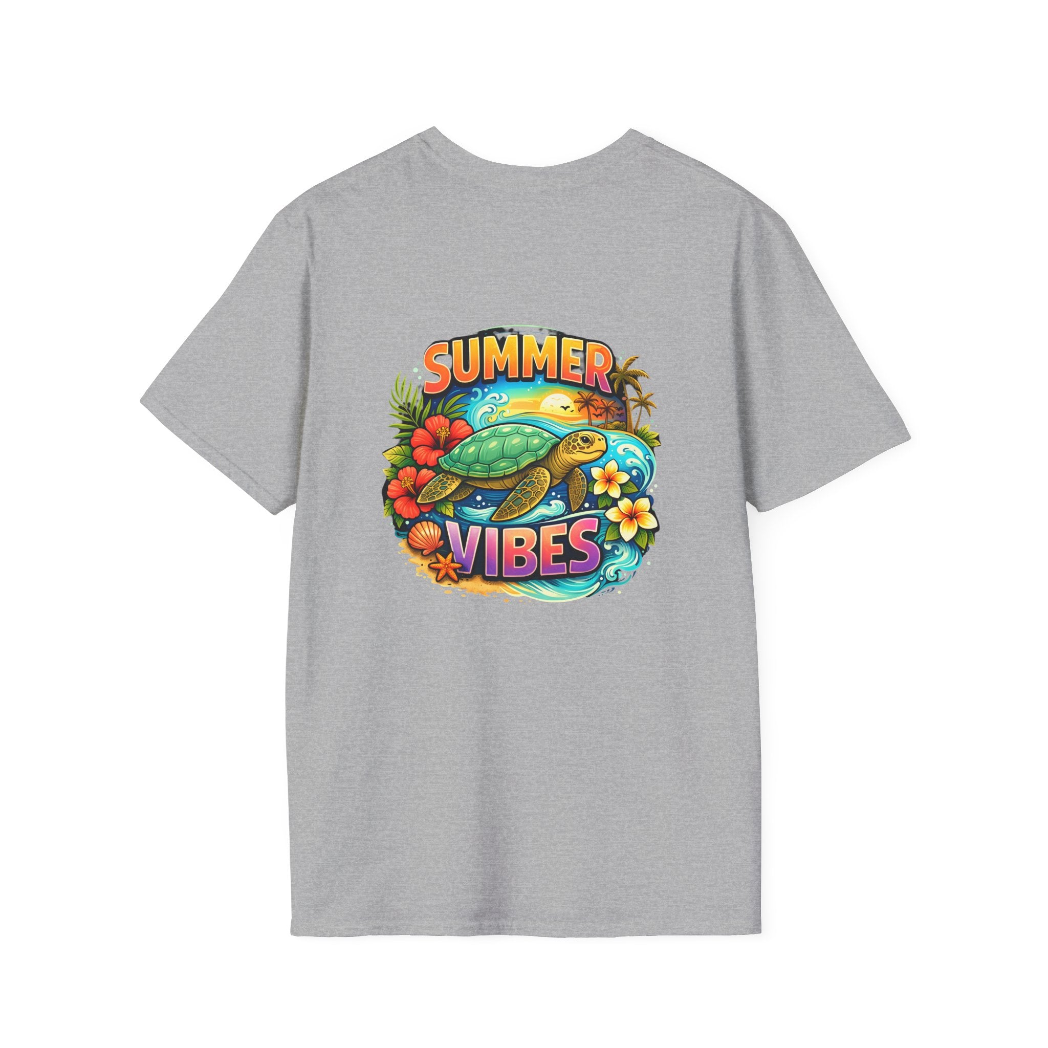 Summer Vibes Sea Turtle T-Shirt — Cute Beach Gift for Women Surf Floral Graphic Tee