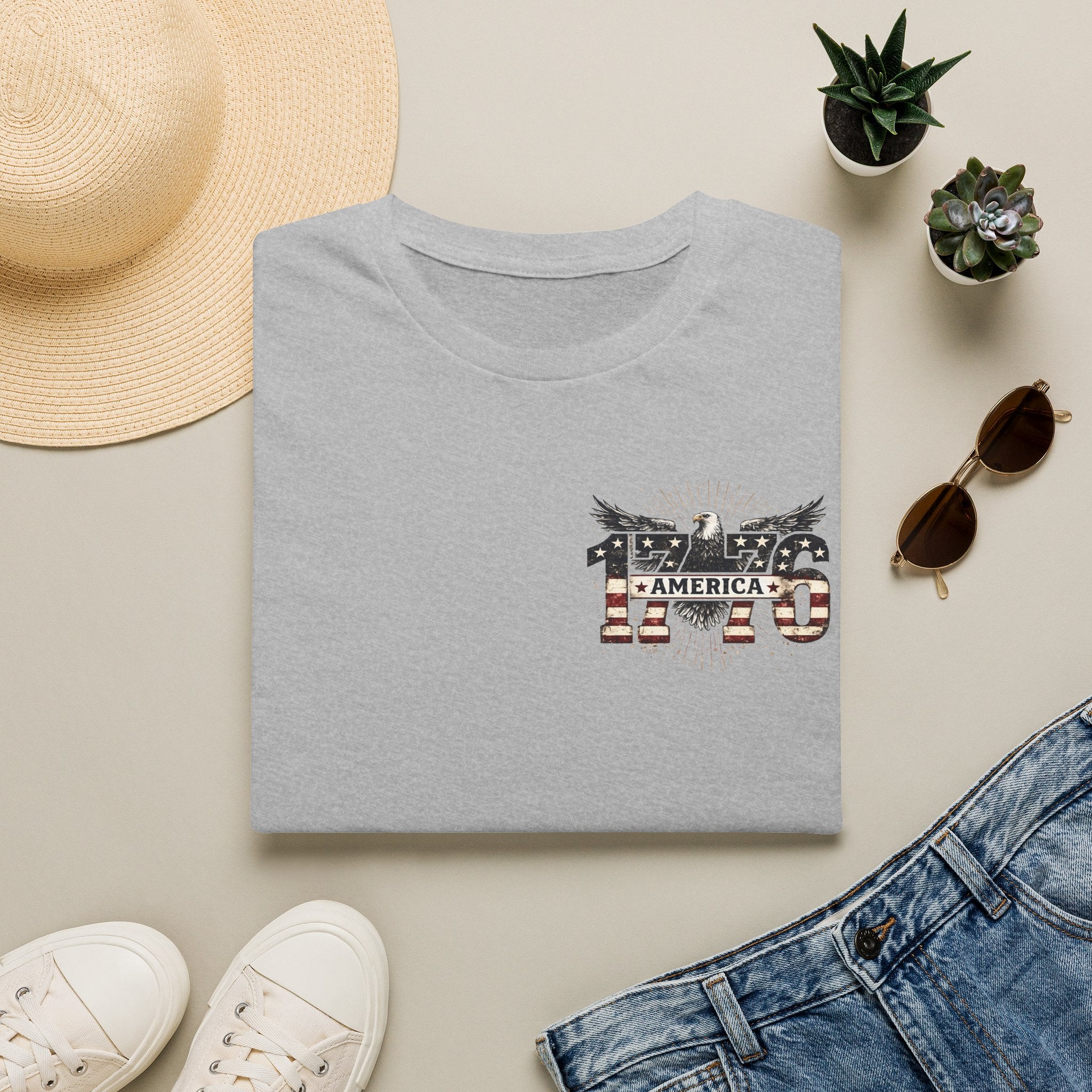1776 American Flag Eagle T-Shirt — Vintage Patriotic Gift for Him Fourth of July Tee