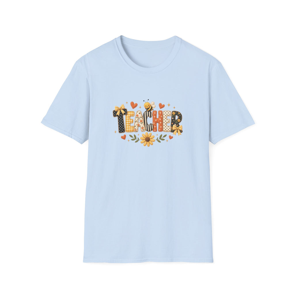 Teacher Floral Bee T-Shirt — Cute Back-to-School Gift for Teachers Graphic Tee