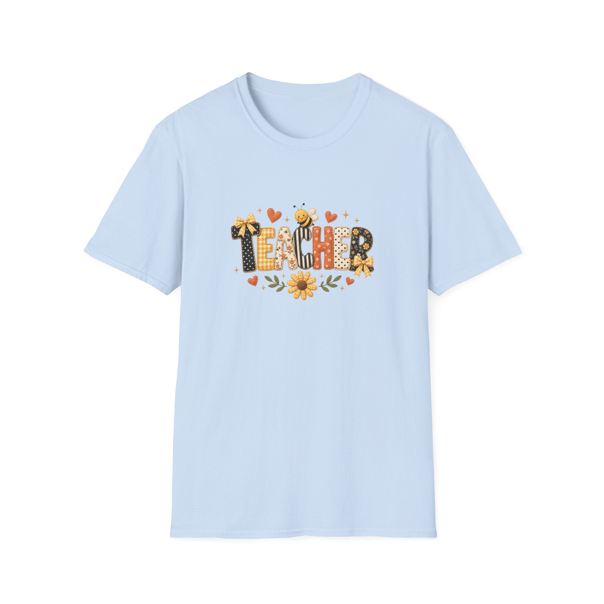 Teacher Floral Bee T-Shirt — Cute Back-to-School Gift for Teachers Graphic Tee