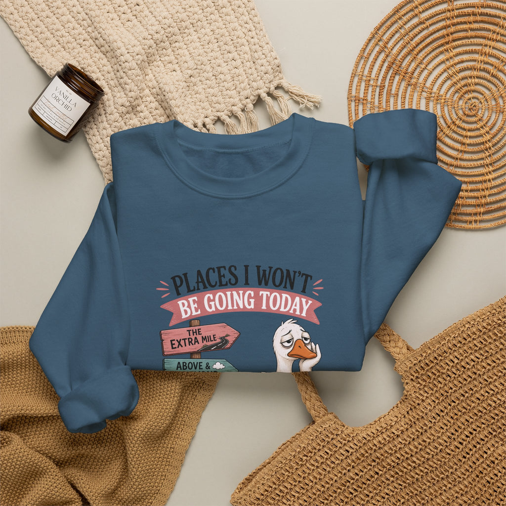Places I Won't Be Going Today Goose Sweatshirt — Funny Introvert Gift for Her Crewneck