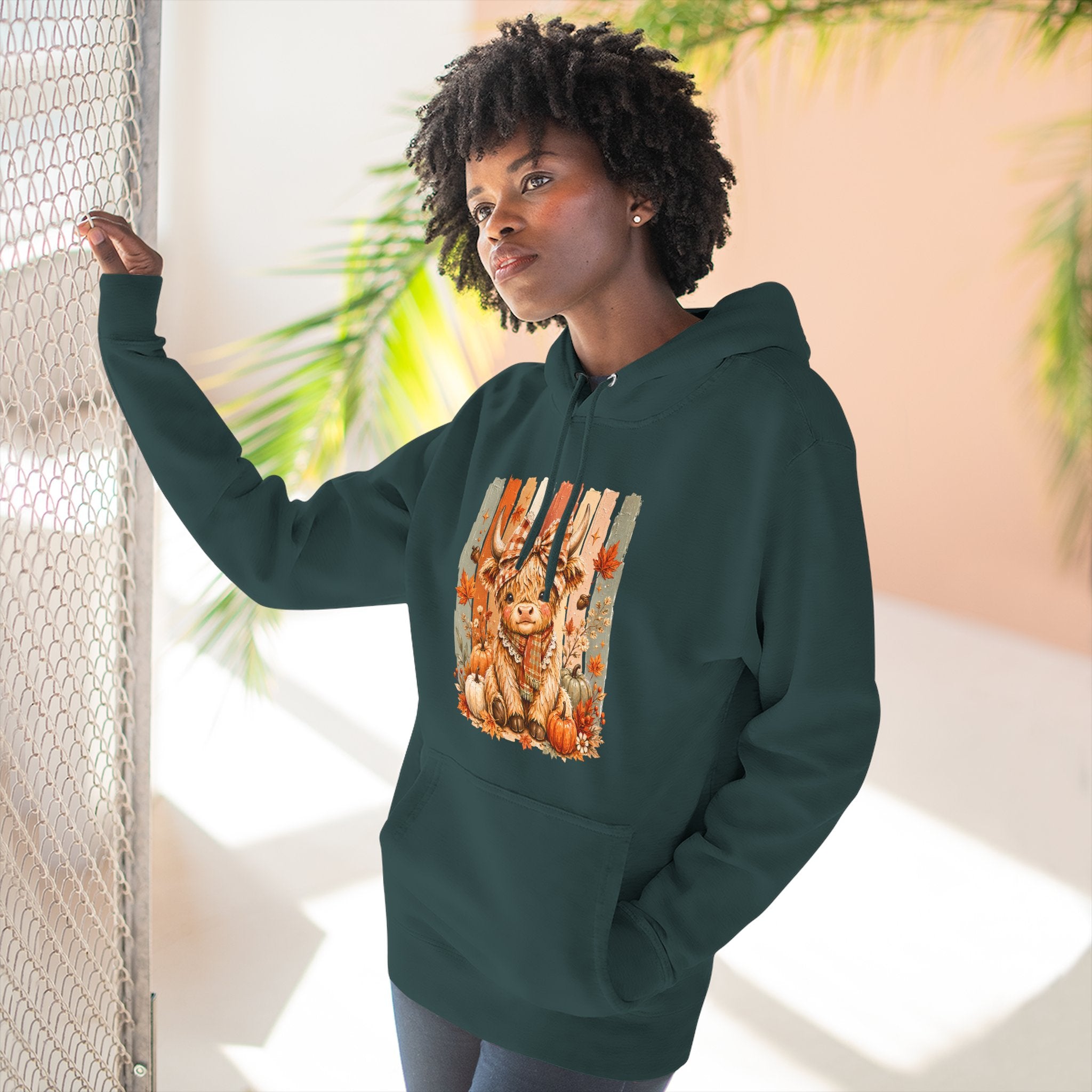 Autumn Pumpkin Cow Hoodie — Cute Fall Gift for Women Cozy Graphic Pullover