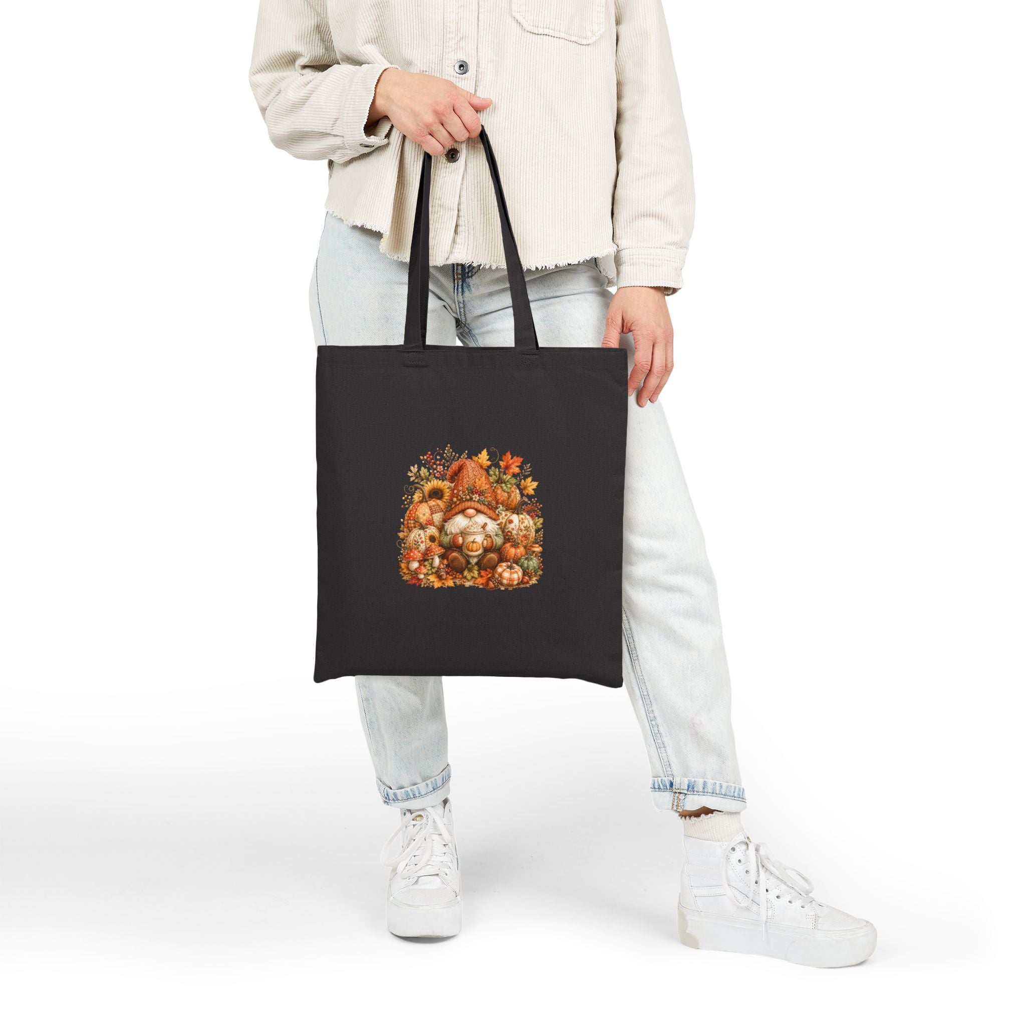 Autumn Gnome Harvest Canvas Tote Bag — Cute Fall Gift for Women Market Shopper