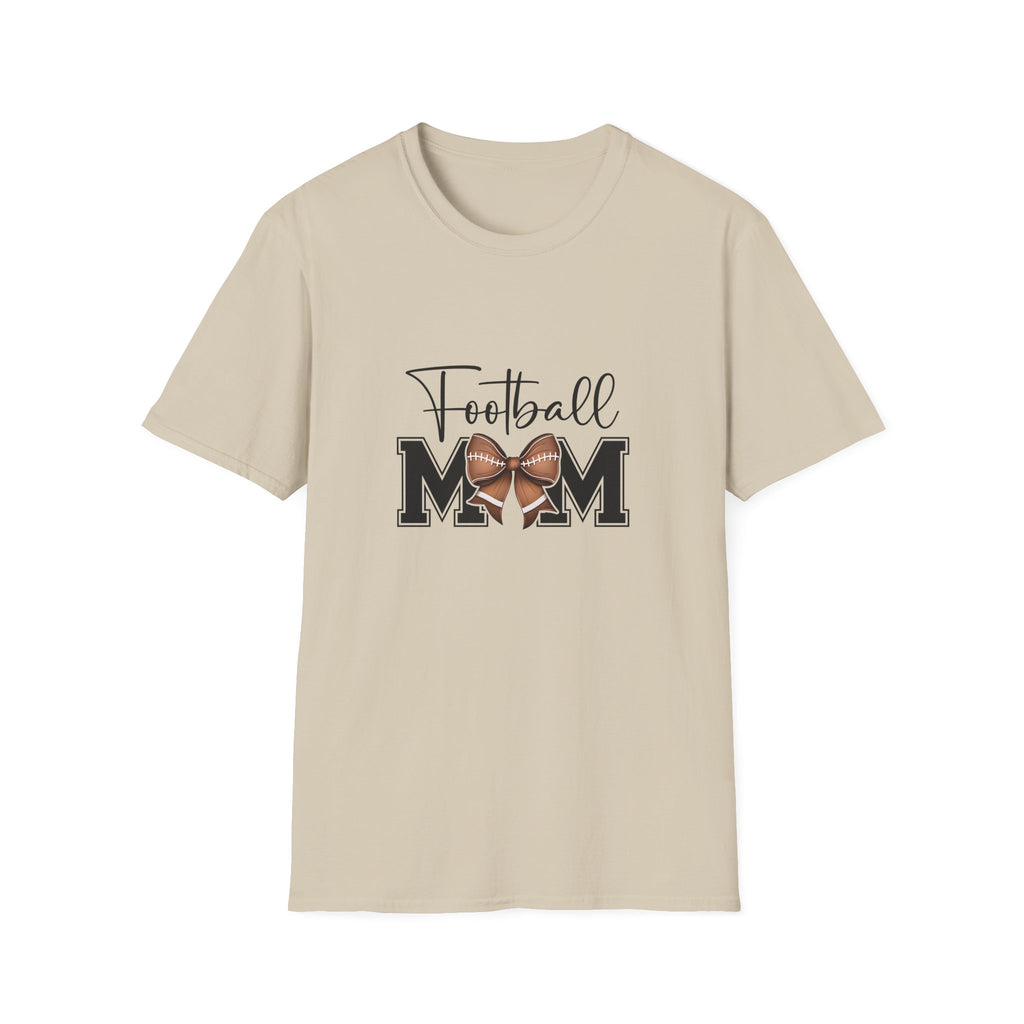 Football Mom Script T-Shirt — Cute Bow Gift for Proud Moms Game Day Graphic Tee