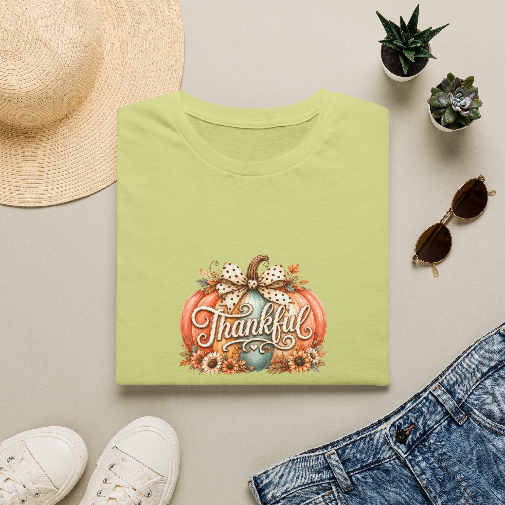 Thankful Pumpkin T-Shirt — Cute Fall Thanksgiving Gift for Women Graphic Tee