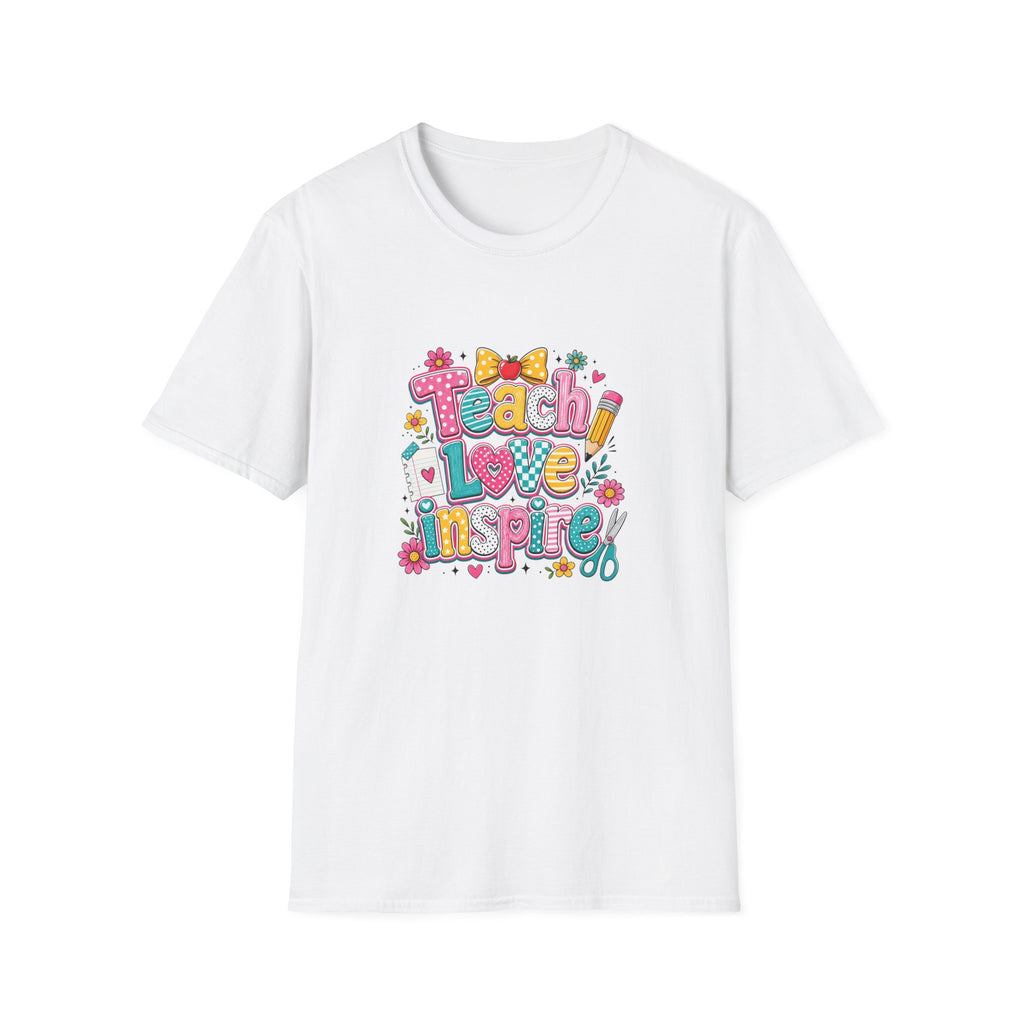 Teach Love Inspire T-Shirt — Cute Colorful Teacher Gift School Appreciation Tee