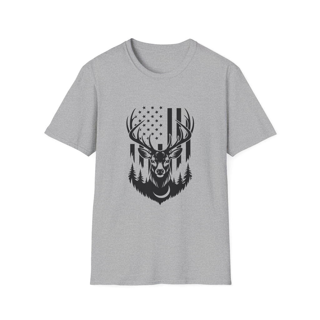Rustic American Flag Buck T-Shirt — Patriotic Hunting Gift for Men Wildlife Tee