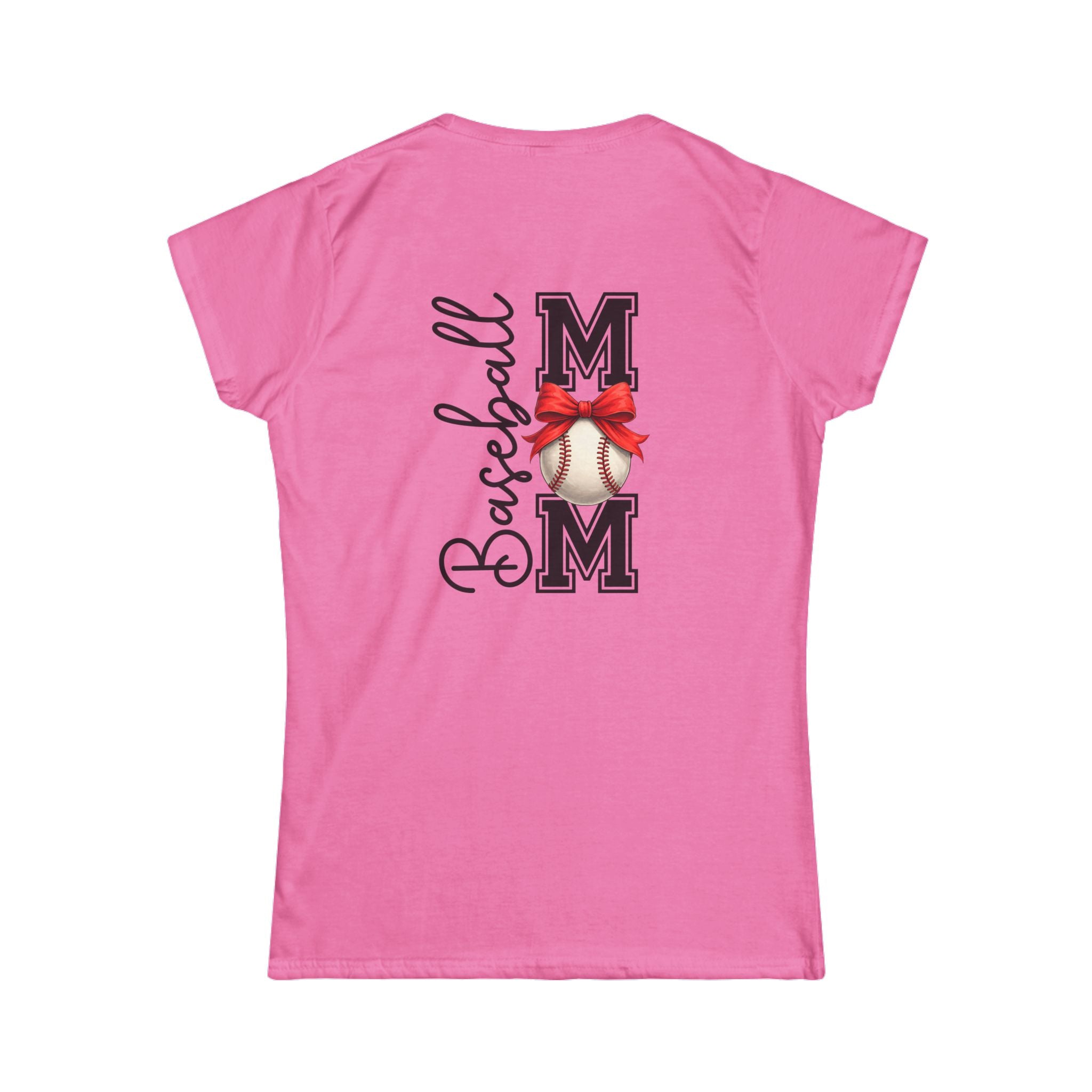 Baseball Mom Script T-Shirt — Cute Bow Gift for Sports Moms Game Day Tee