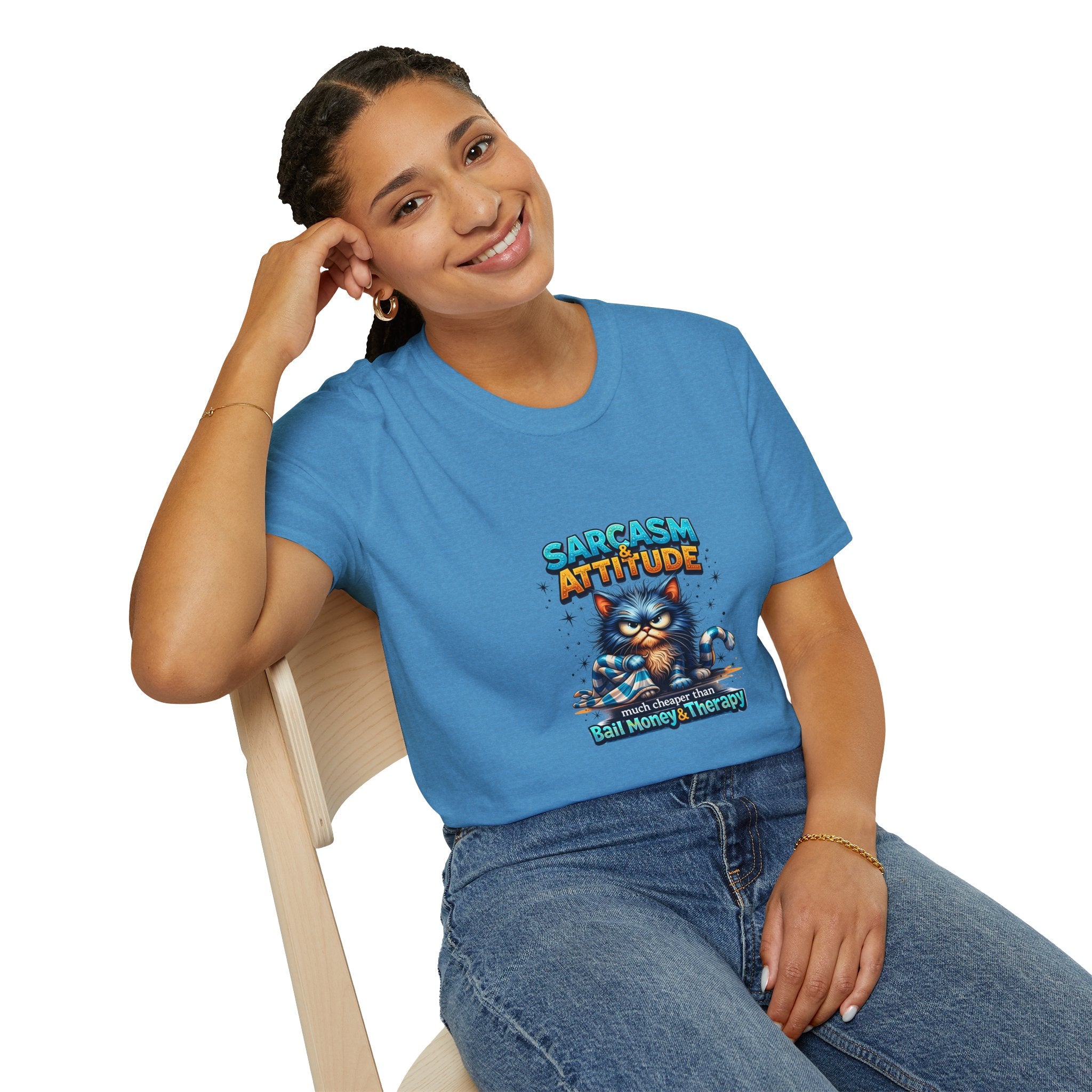 Sarcasm & Attitude Grumpy Cat T-Shirt — Funny Sarcastic Gift for Her Graphic Tee