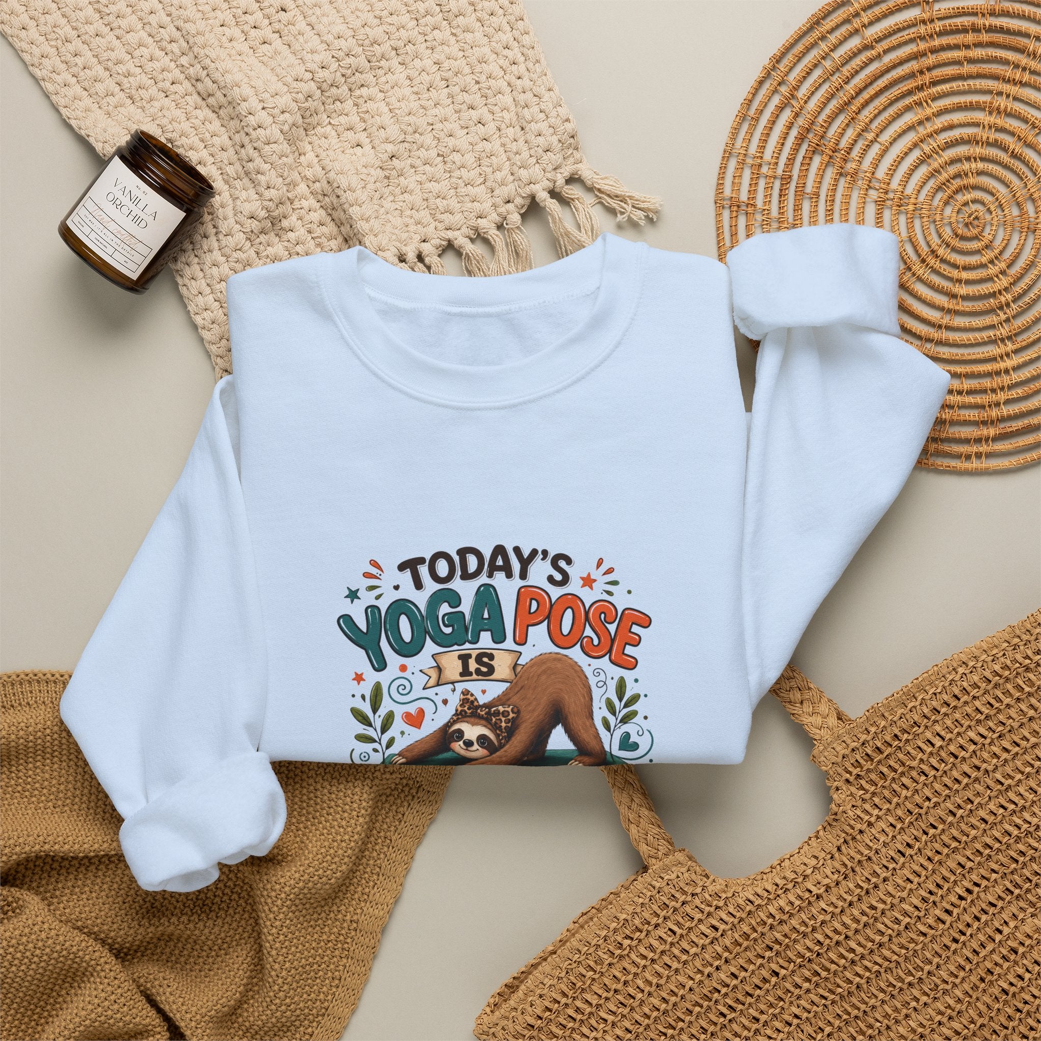 Downward Spiral Sloth Sweatshirt — Funny Lazy Gift for Her Yoga Pose Crewneck