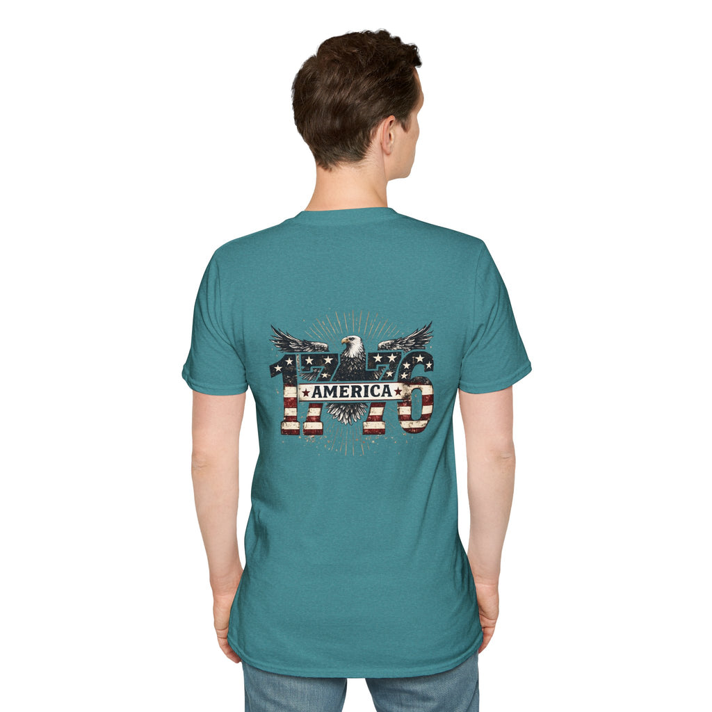 1776 American Flag Eagle T-Shirt — Vintage Patriotic Gift for Him Fourth of July Tee