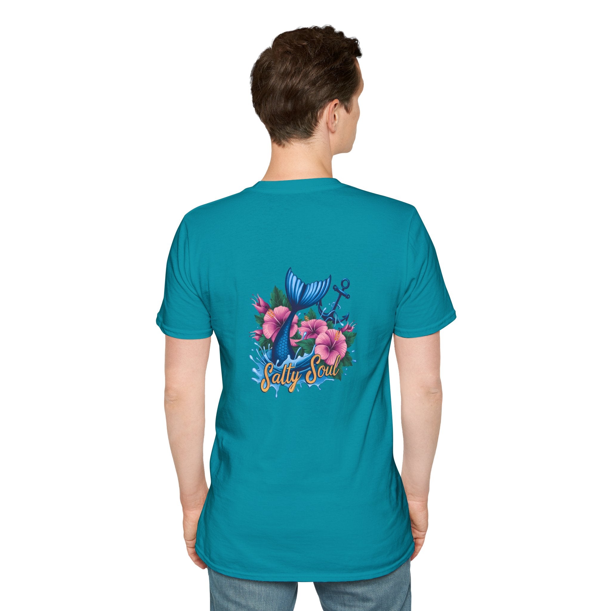 Salty Soul Mermaid Anchor Floral T-Shirt — Cute Beach Gift for Women Nautical Tee