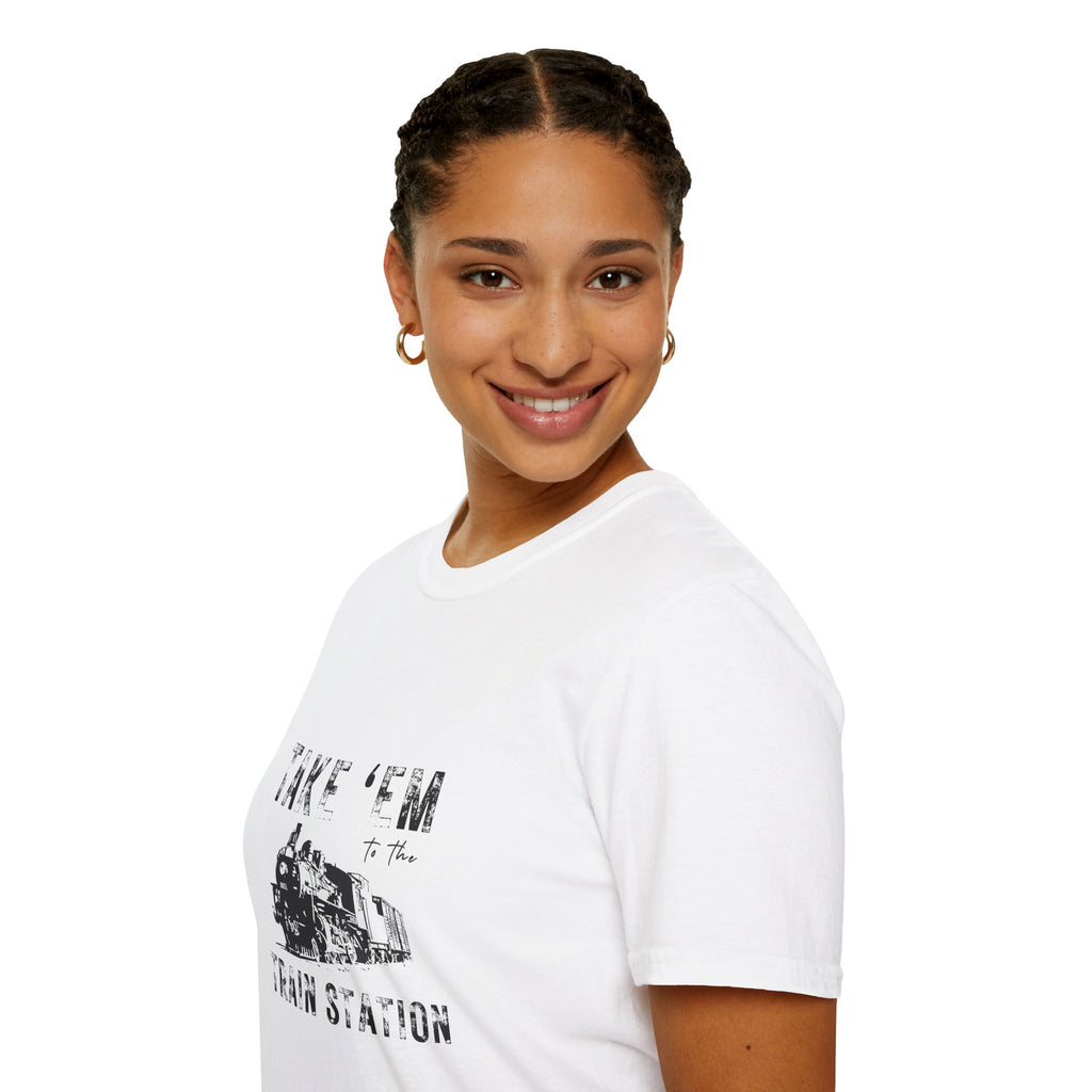 Take 'Em to the Train Station T-Shirt — Funny Sarcastic Gift Vintage Engine Graphic Tee