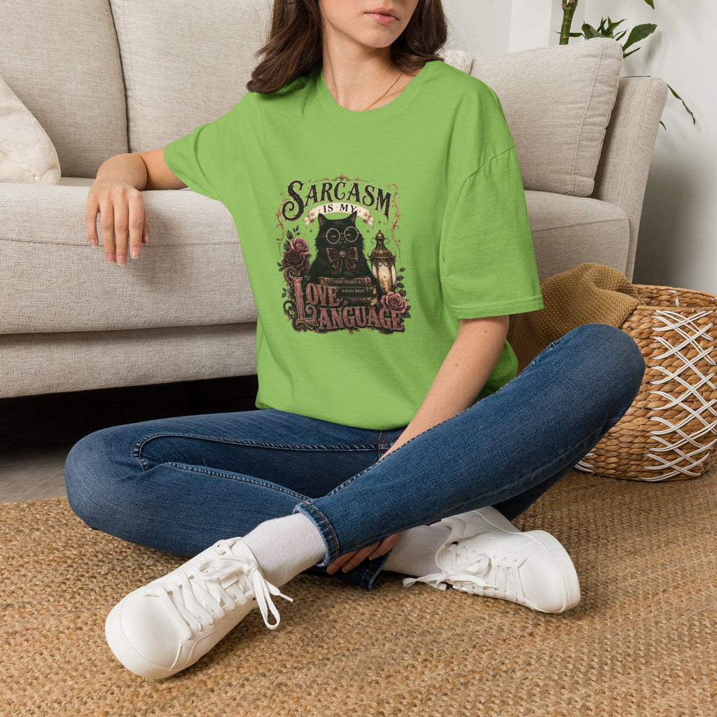 Sarcasm Is My Love Language Cat T-Shirt — Funny Gift for Her Vintage Graphic Tee