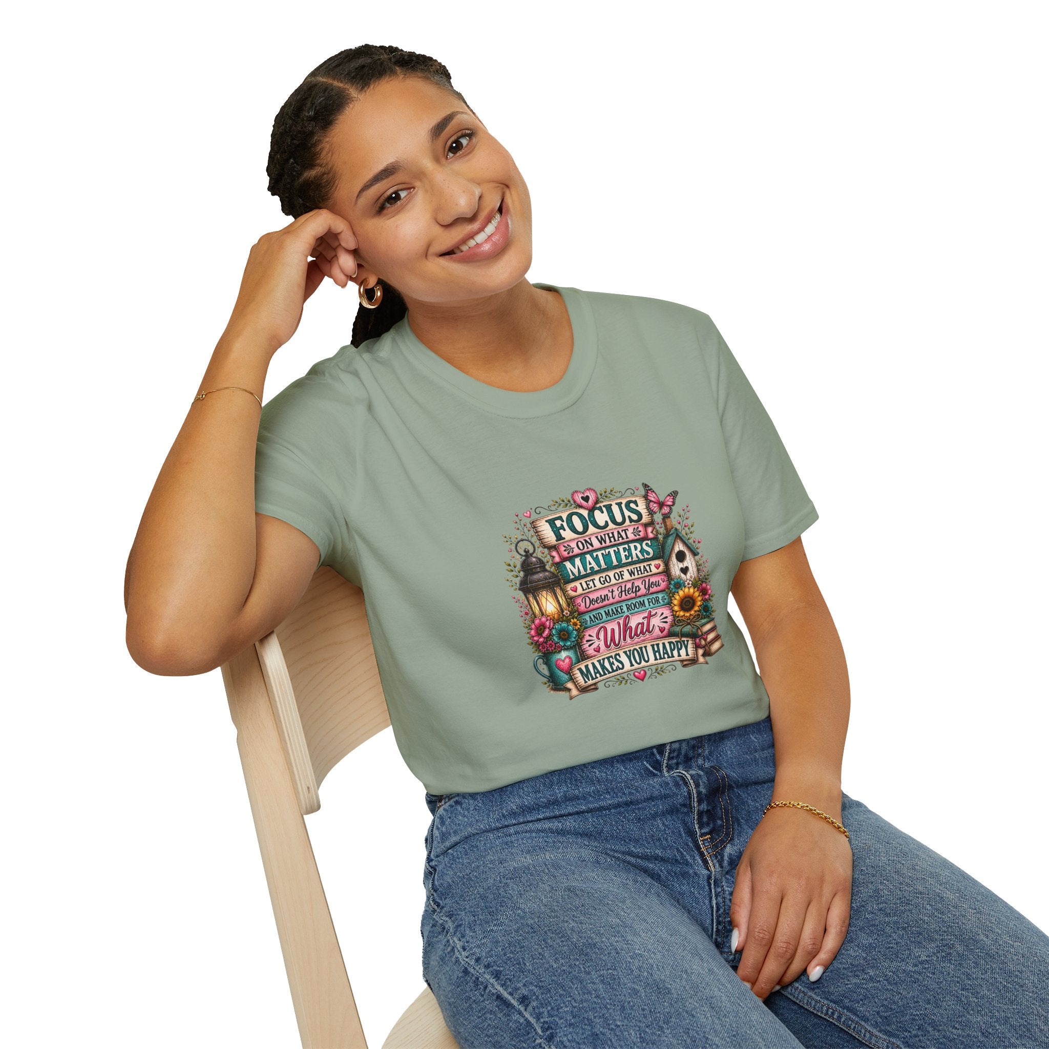 Focus on What Matters Floral T-Shirt — Inspirational Motivational Gift for Women Tee