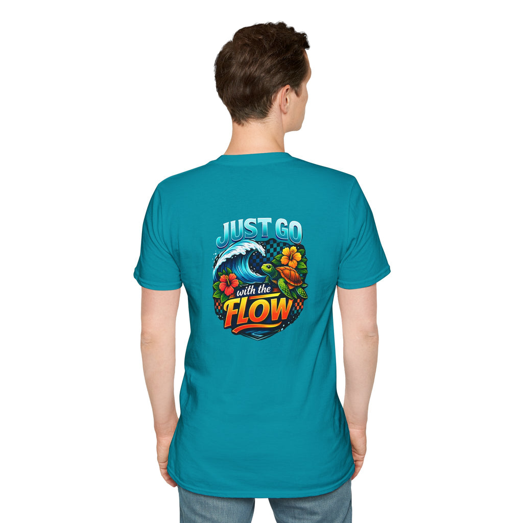 Go With the Flow Sea Turtle T-Shirt — Cute Beach Gift for Women Ocean Floral Tee