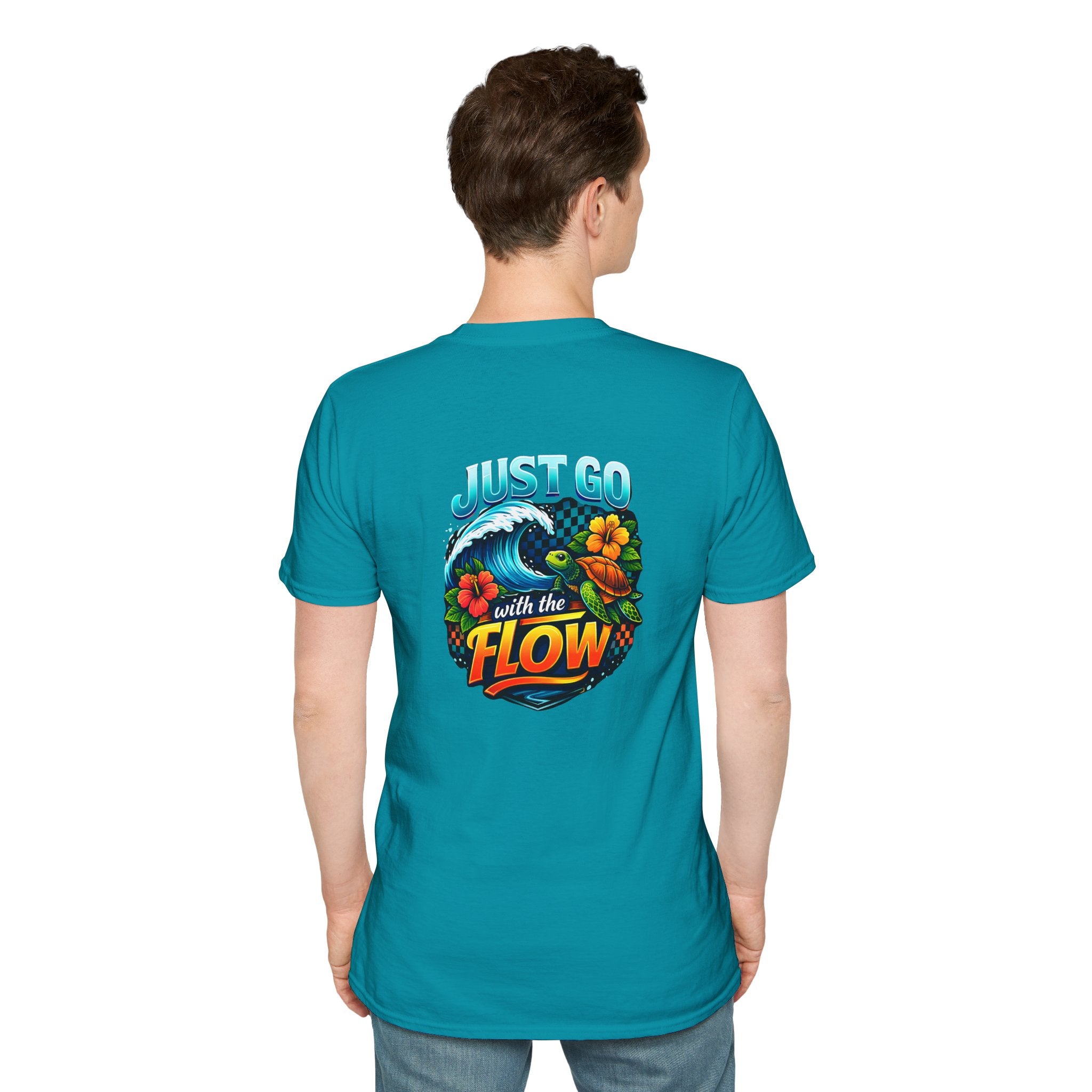 Go With the Flow Sea Turtle T-Shirt — Cute Beach Gift for Women Ocean Floral Tee