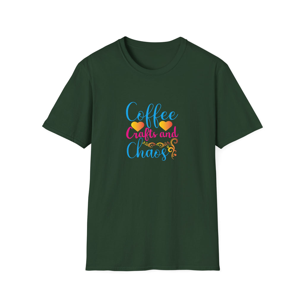 Coffee Crafts and Chaos T-Shirt — Funny Gift for Crafty Women Sarcastic Graphic Tee
