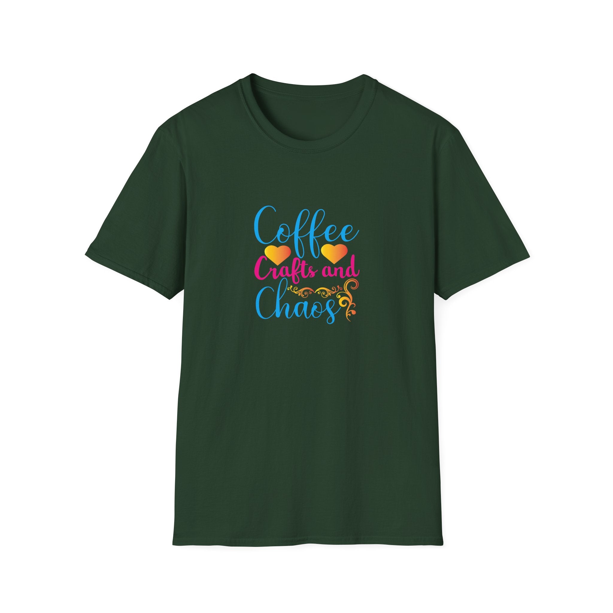 Coffee Crafts and Chaos T-Shirt — Funny Gift for Crafty Women Sarcastic Graphic Tee