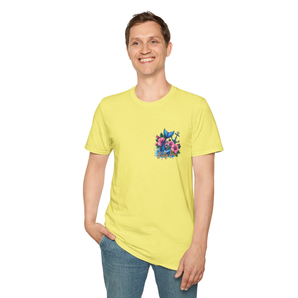 Salty Soul Mermaid Anchor Floral T-Shirt — Cute Beach Gift for Women Nautical Tee