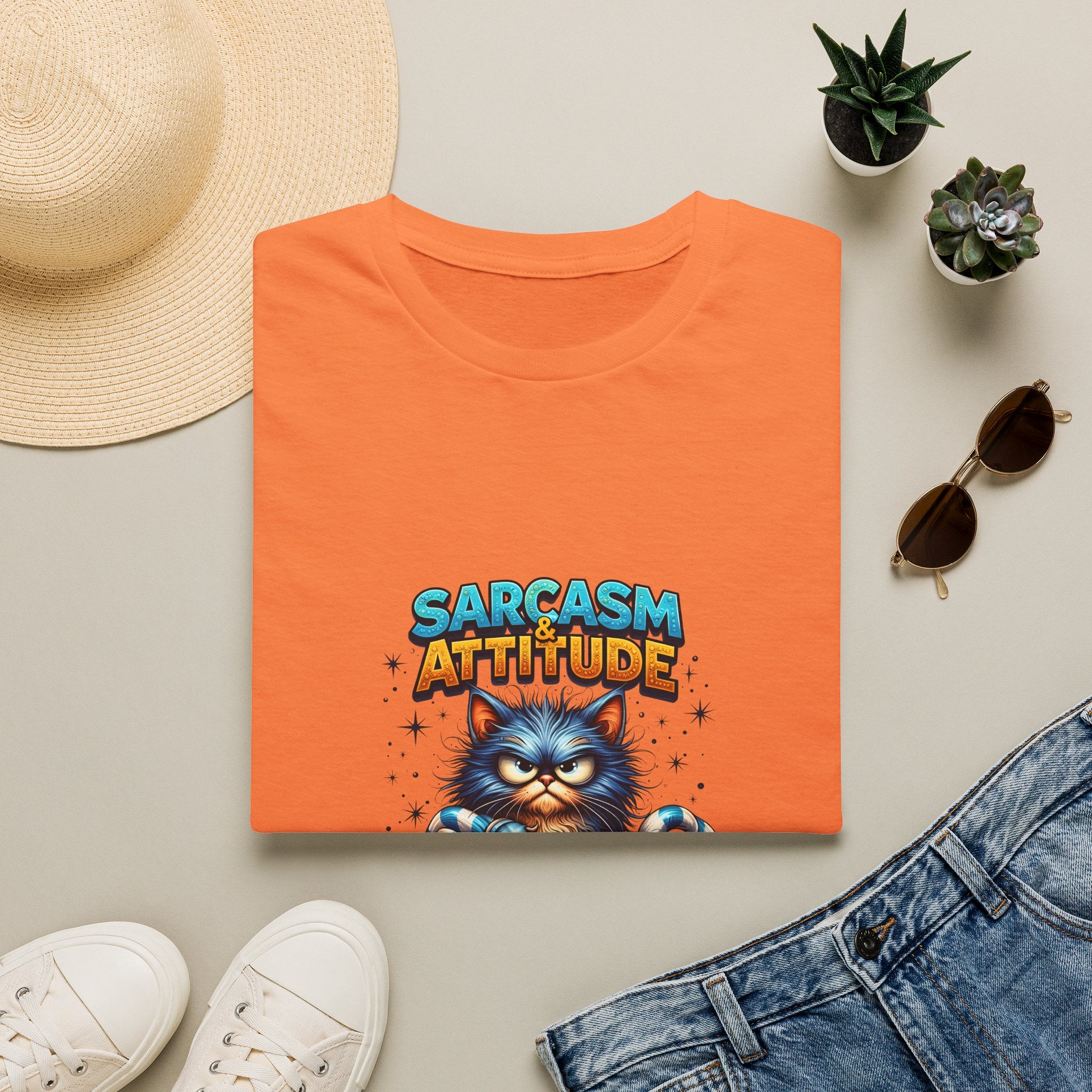 Sarcasm & Attitude Grumpy Cat T-Shirt — Funny Sarcastic Gift for Her Graphic Tee