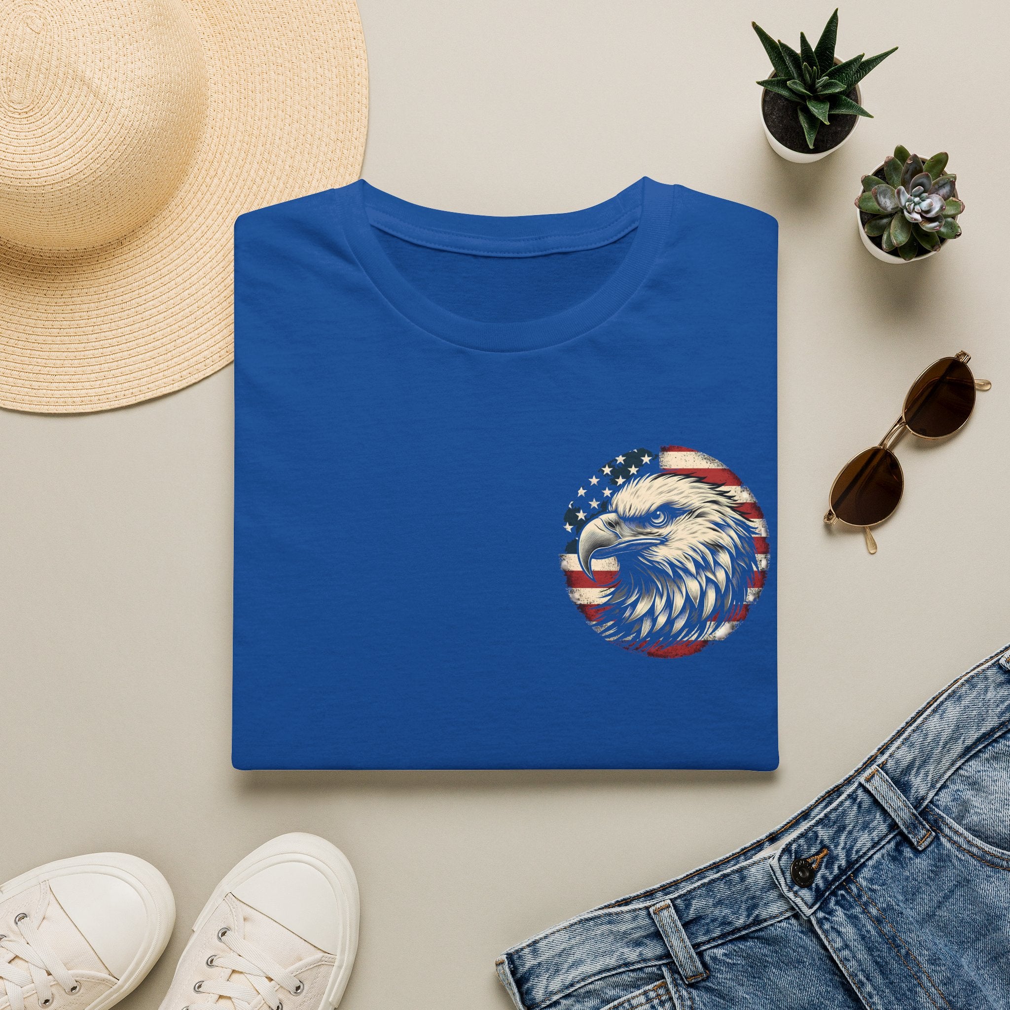 Patriotic Bald Eagle T-Shirt — American Flag Gift for Him Fourth of July Graphic Tee
