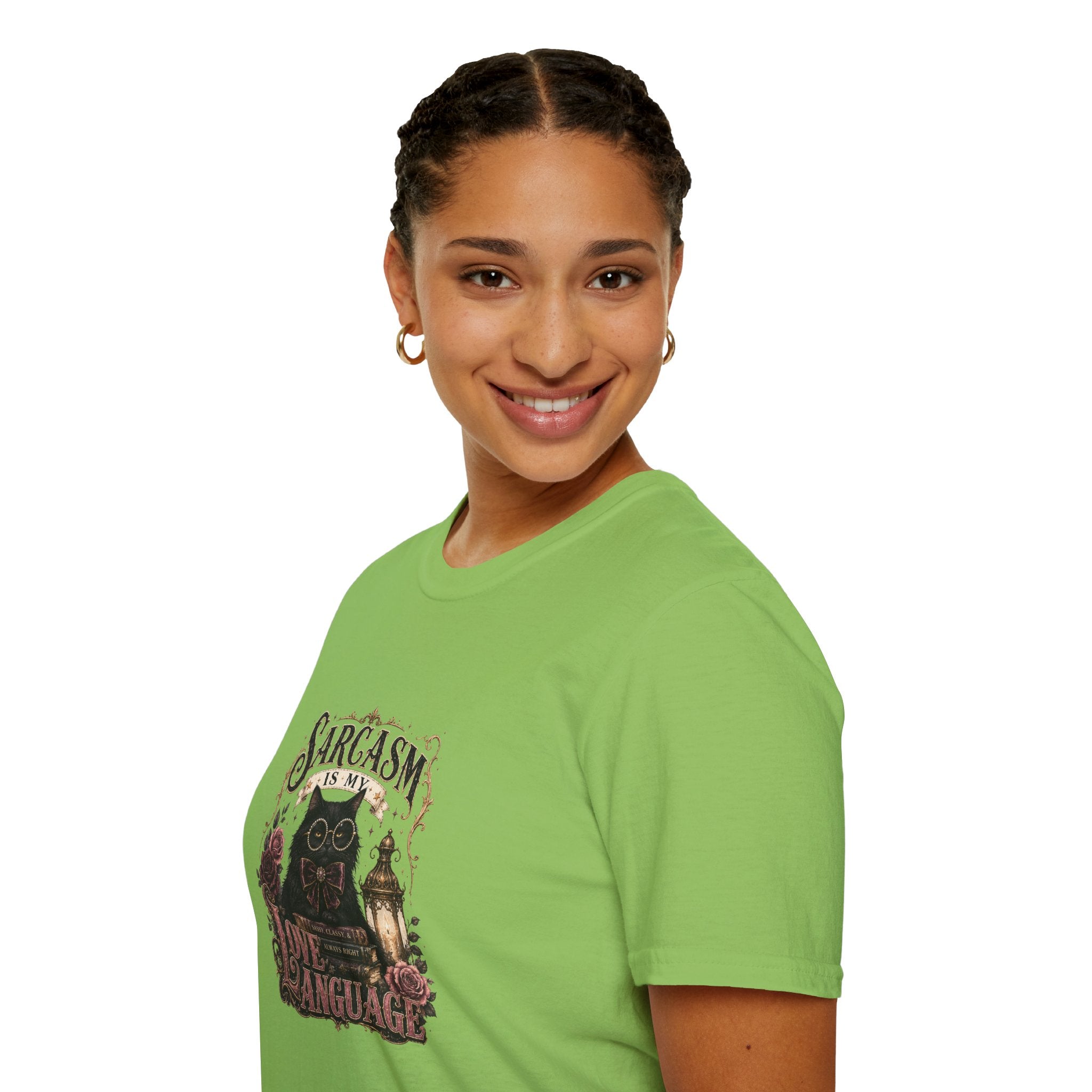 Sarcasm Is My Love Language Cat T-Shirt — Funny Gift for Her Vintage Graphic Tee