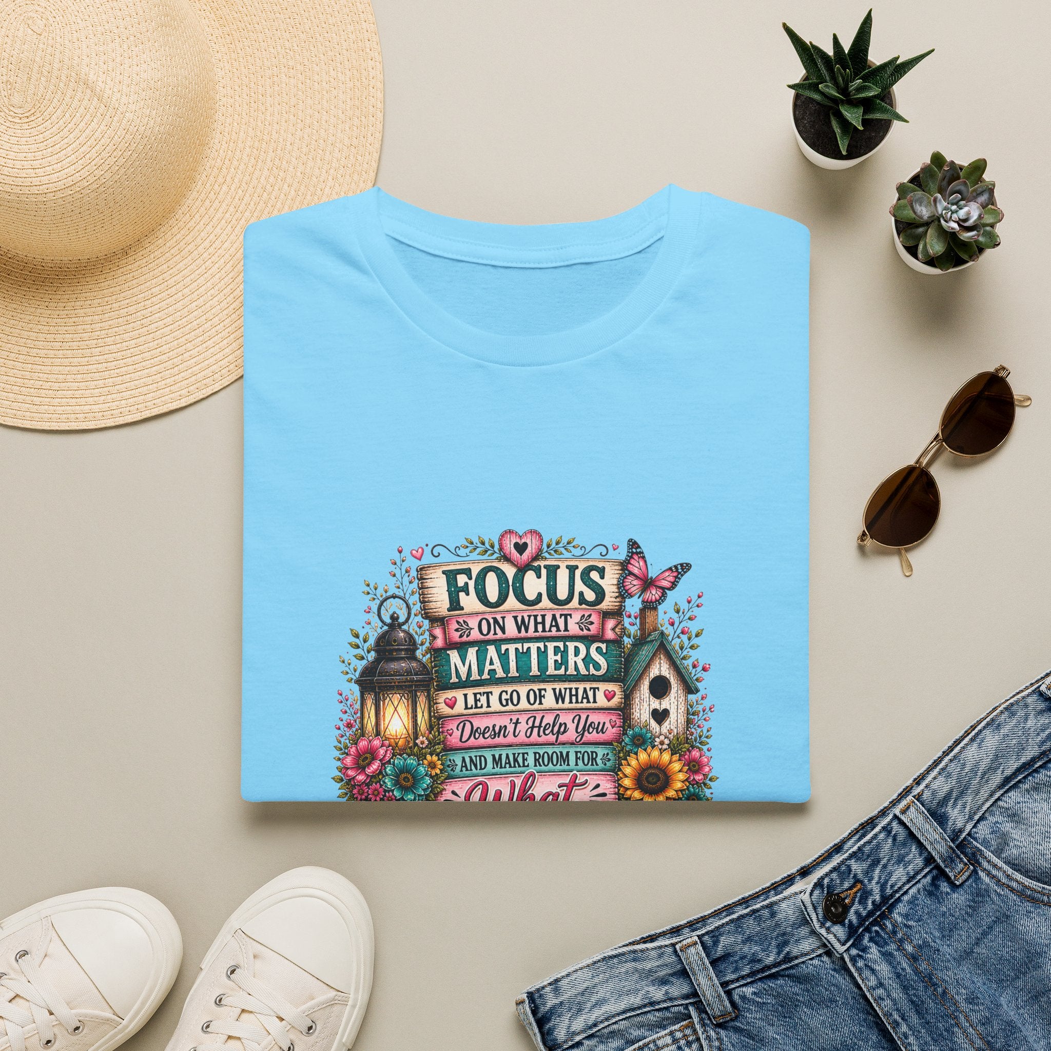 Focus on What Matters Floral T-Shirt — Inspirational Motivational Gift for Women Tee