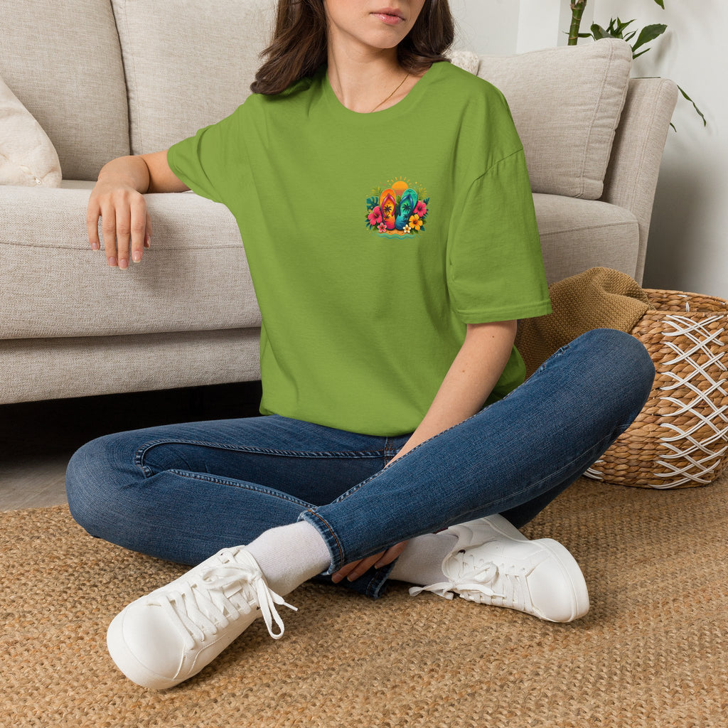 Floral Surf Chest Print T-Shirt — Cute Beach Gift for Women Graphic Tee