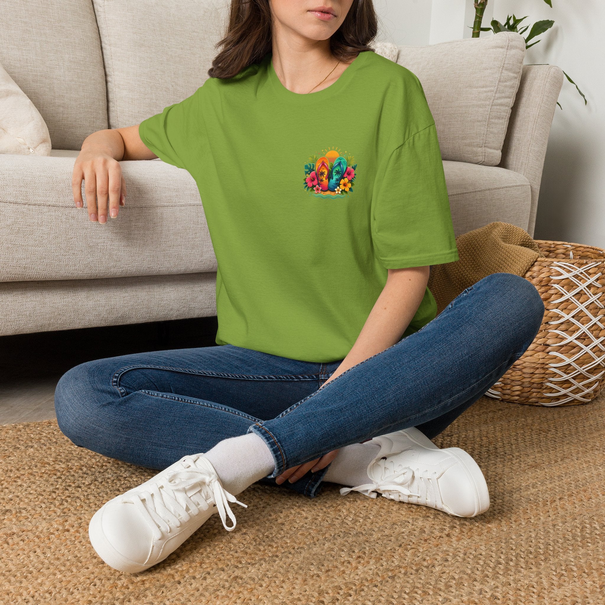 Floral Surf Chest Print T-Shirt — Cute Beach Gift for Women Graphic Tee